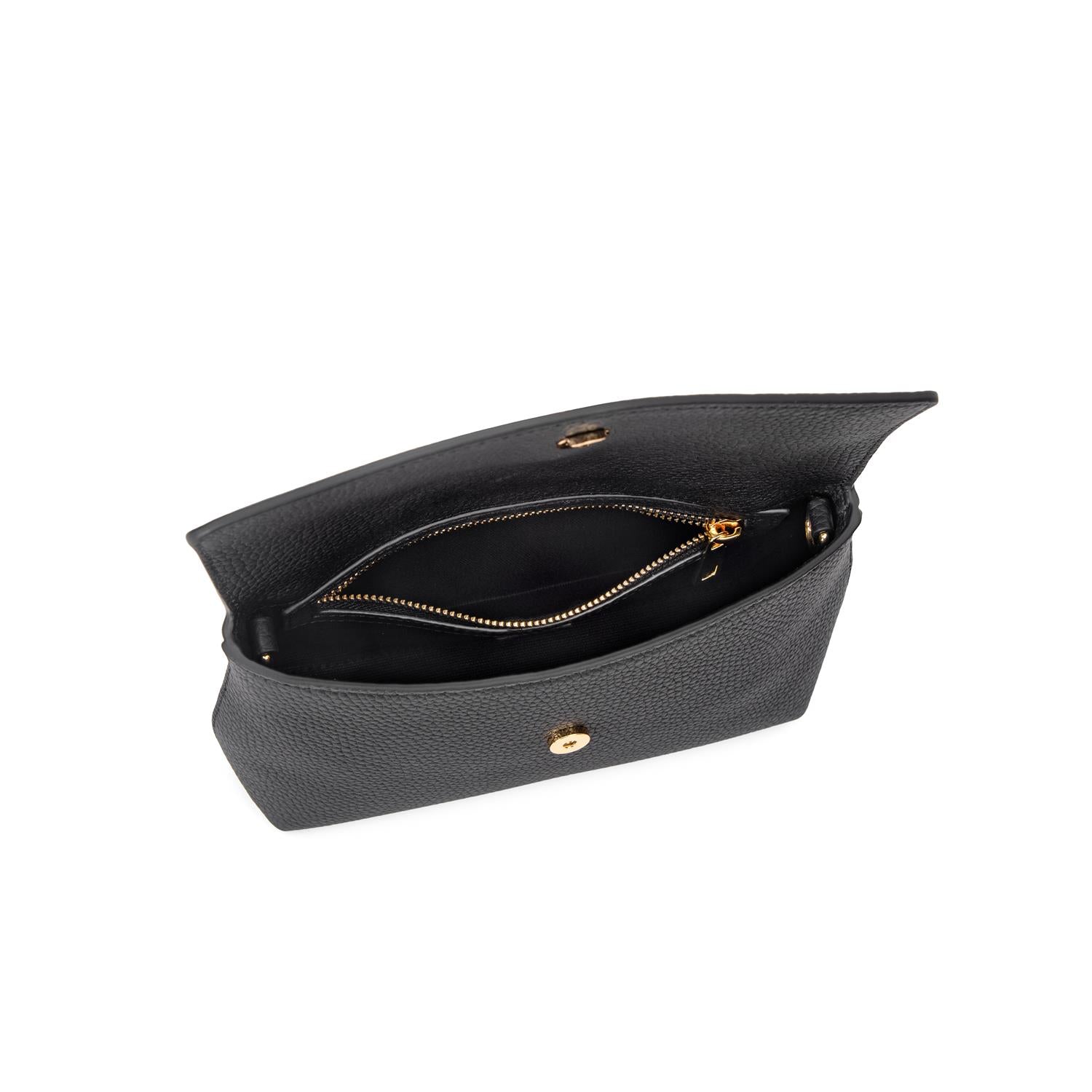 Leather Flap Pouch Black