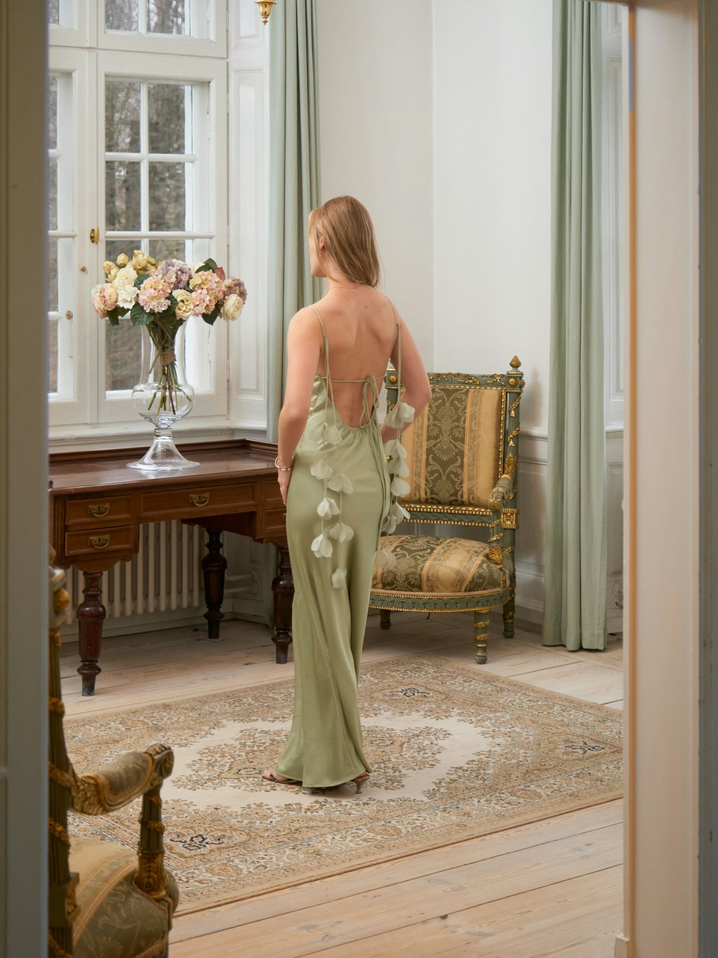 Colly Heavy Sateen Kjole Mint Grønn