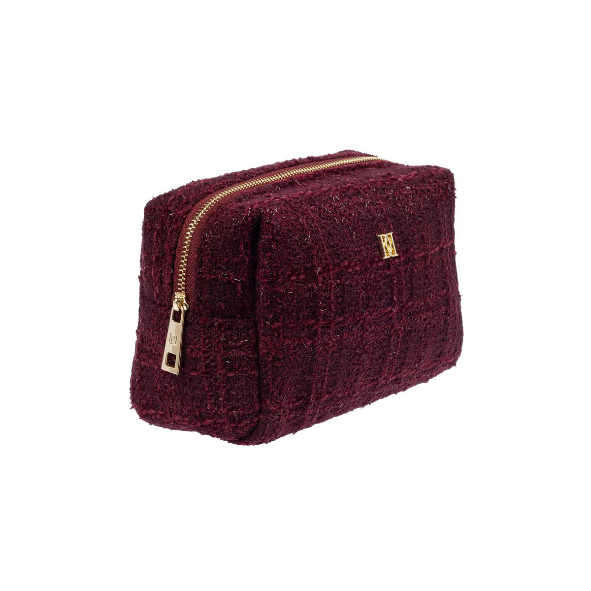 Tweed Make-Up Pouch Small Bordeaux