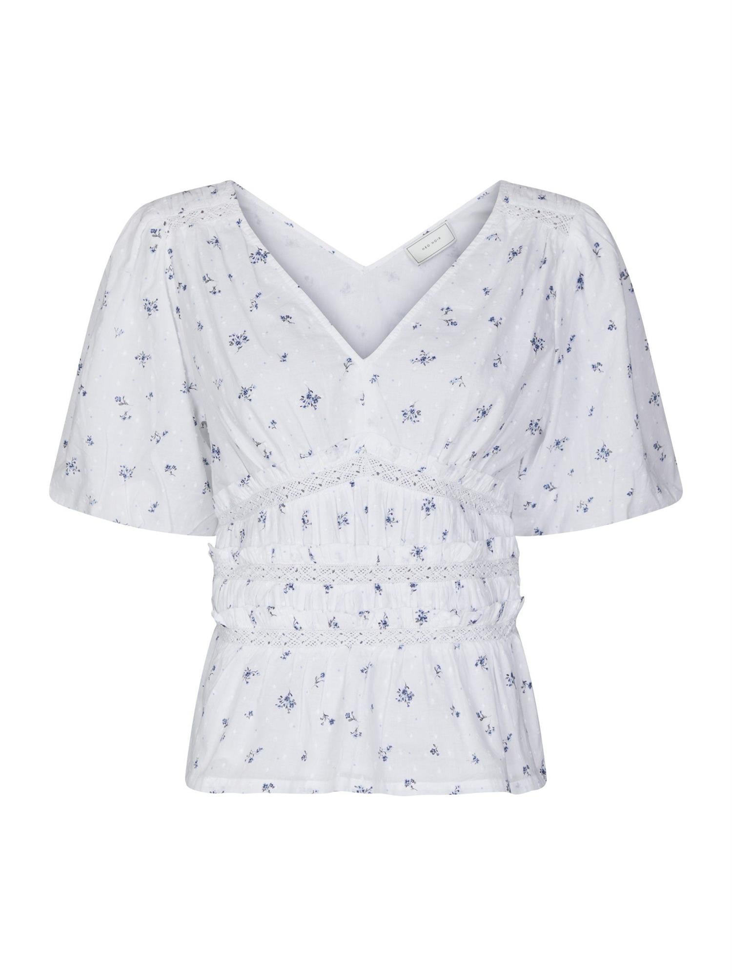Sapura Flower Dobby Blouse Blue Flower