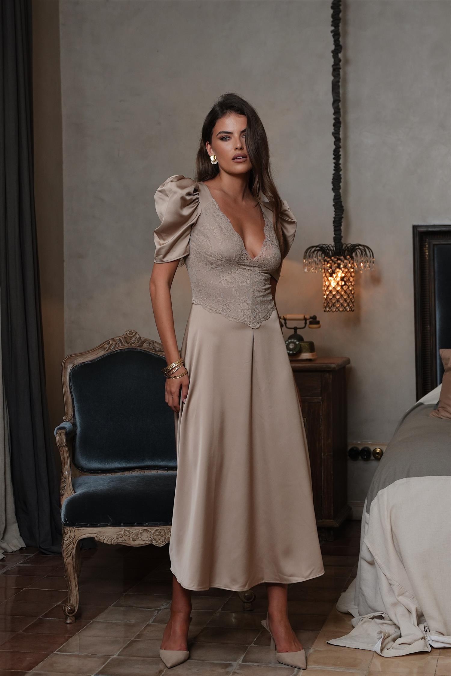 Francis Midi Dress Taupe