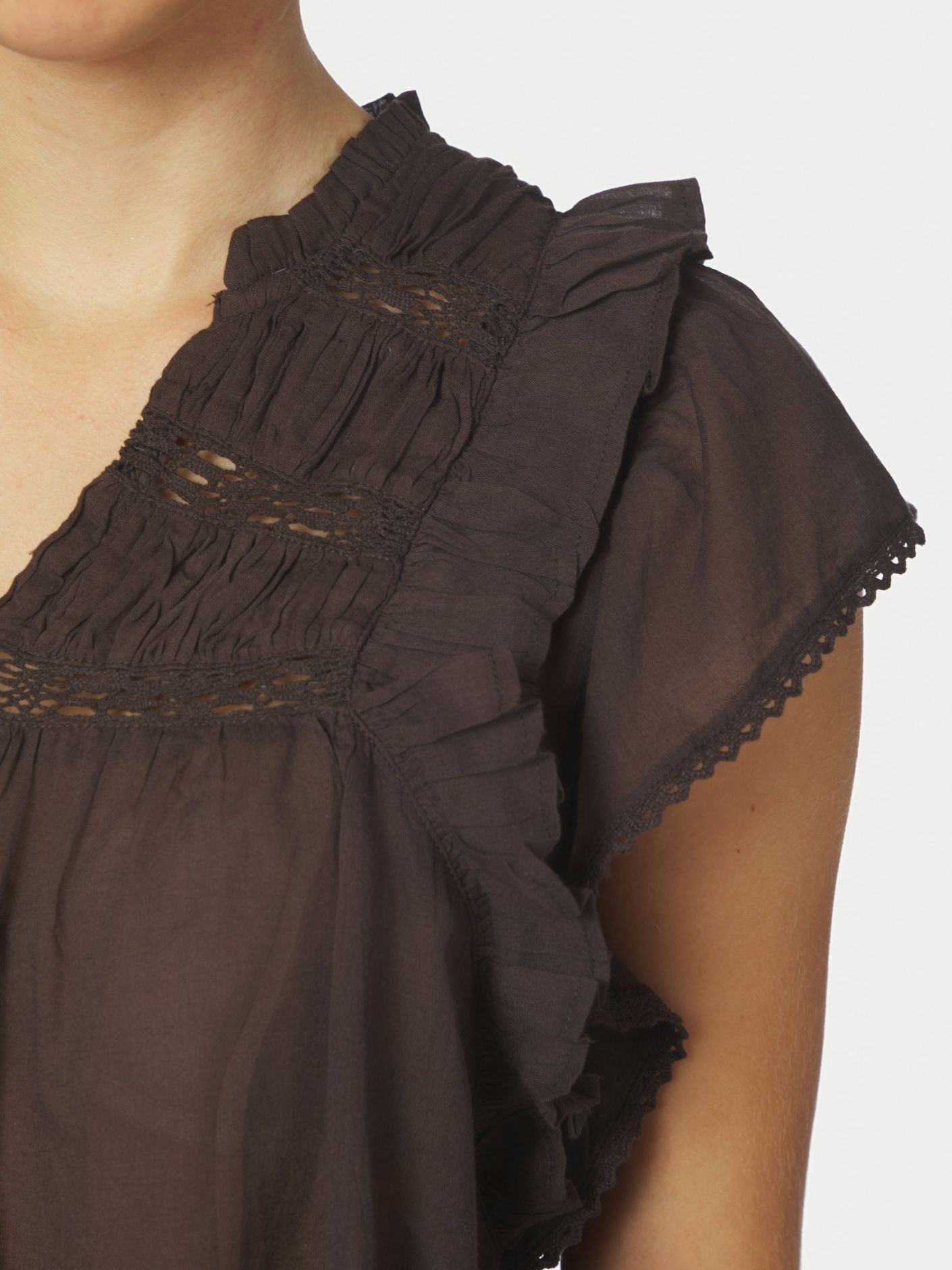 Jayla S Voile Top Dark Brown