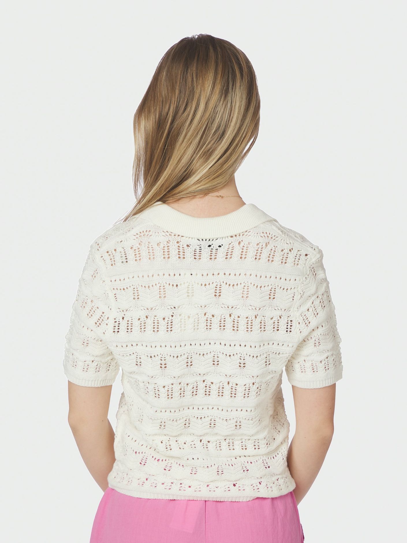 Marisini Stich Polo Knit Top Off White