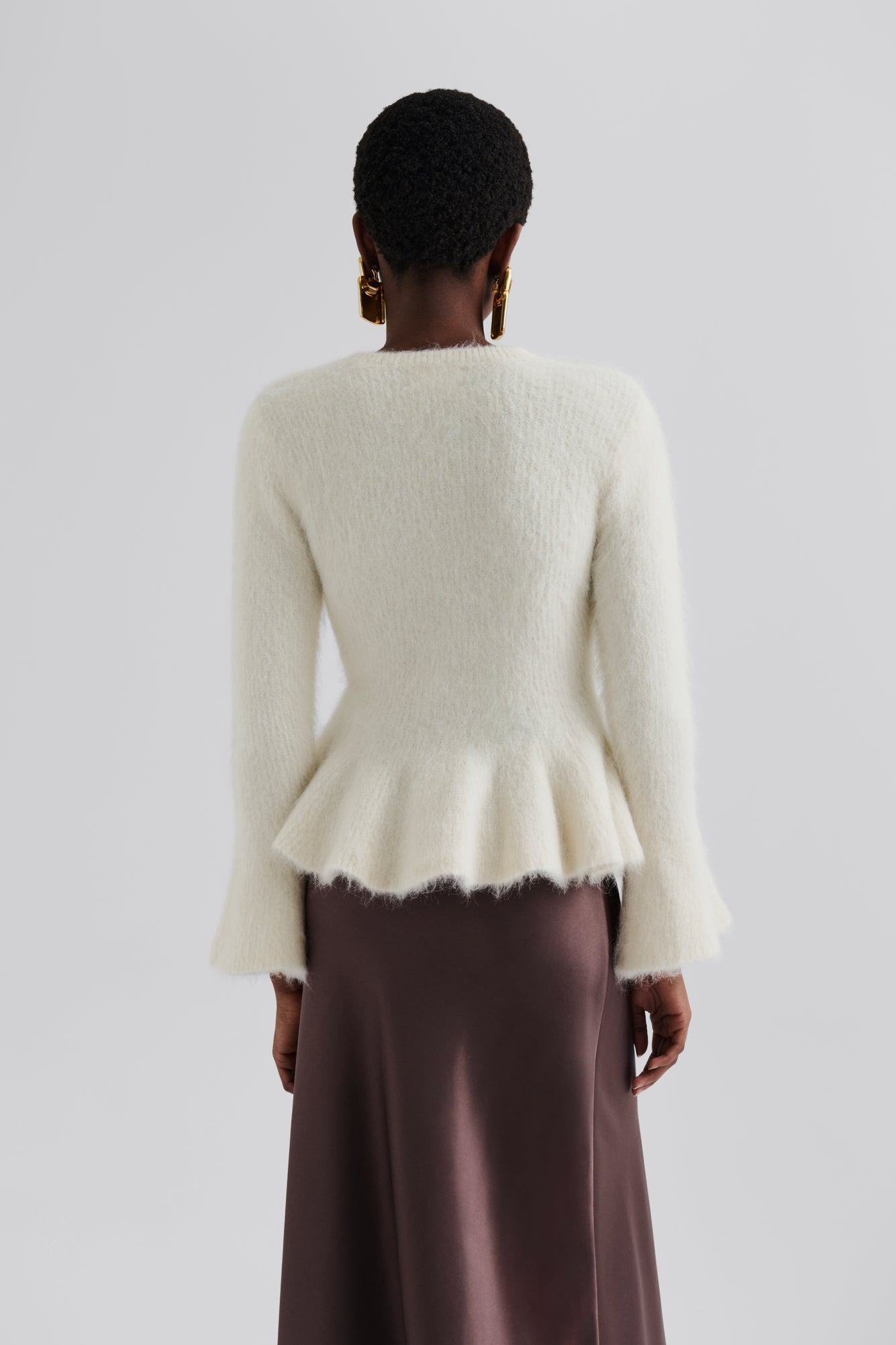 Leandra Alpaca Blend Peplum Top Vanilla