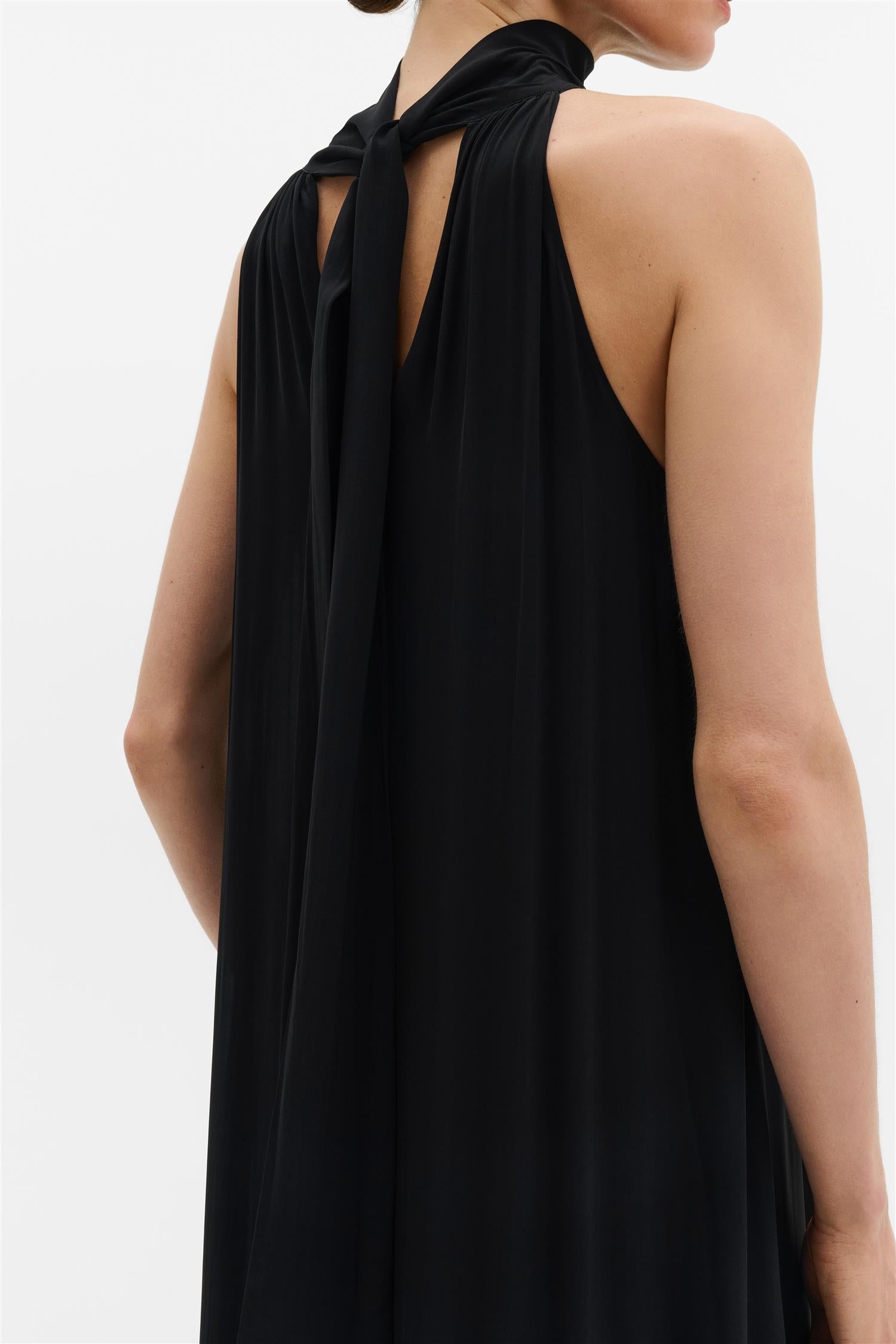 Lykke Halterneck Ruffled Maxi Dress Black