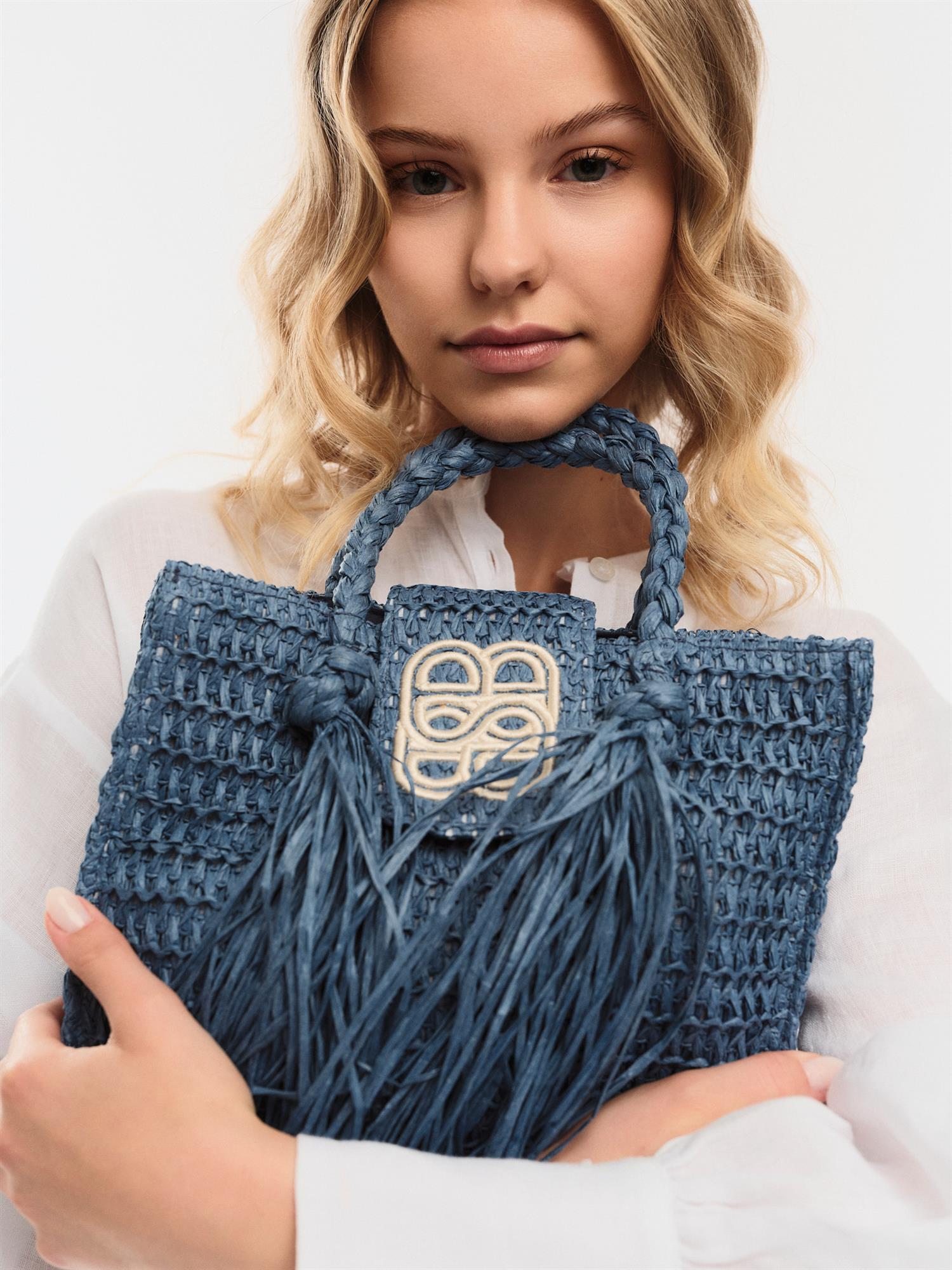 Sigrid Straw Bag Blue