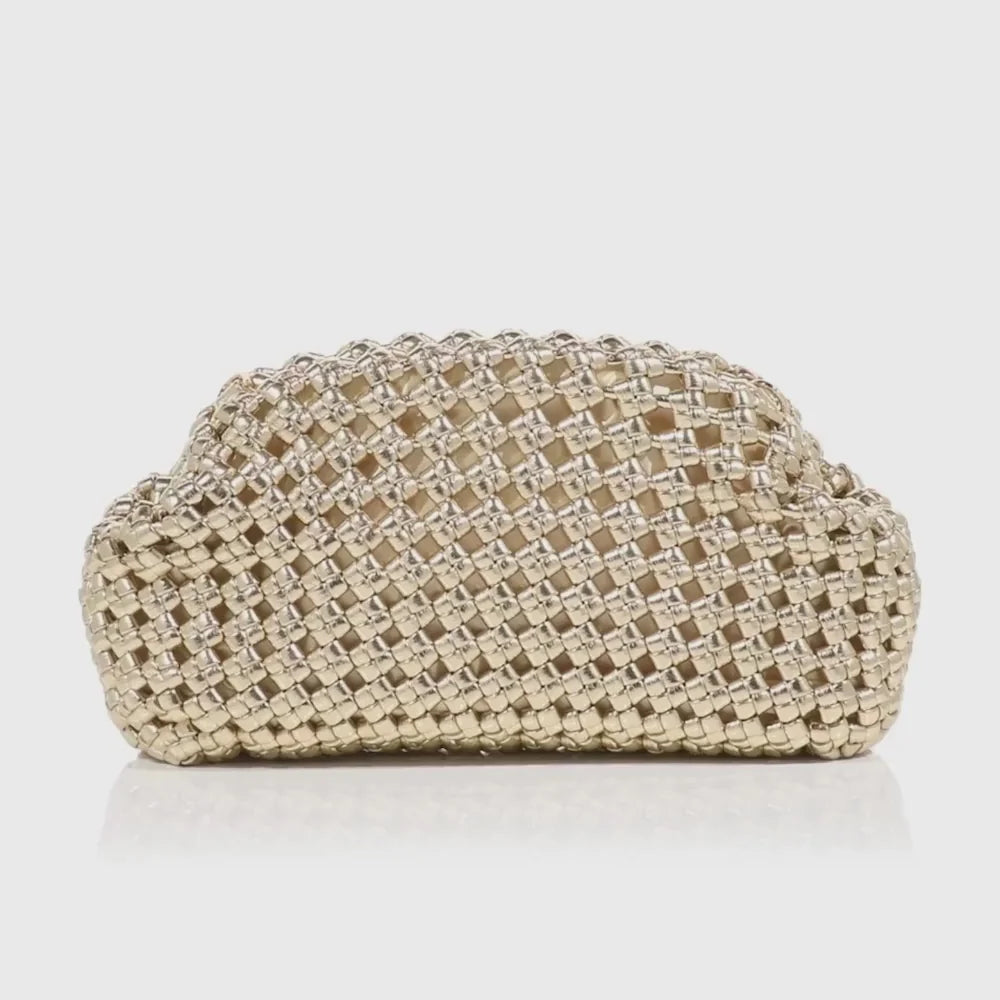 Everly Hand Woven Clutch Gold