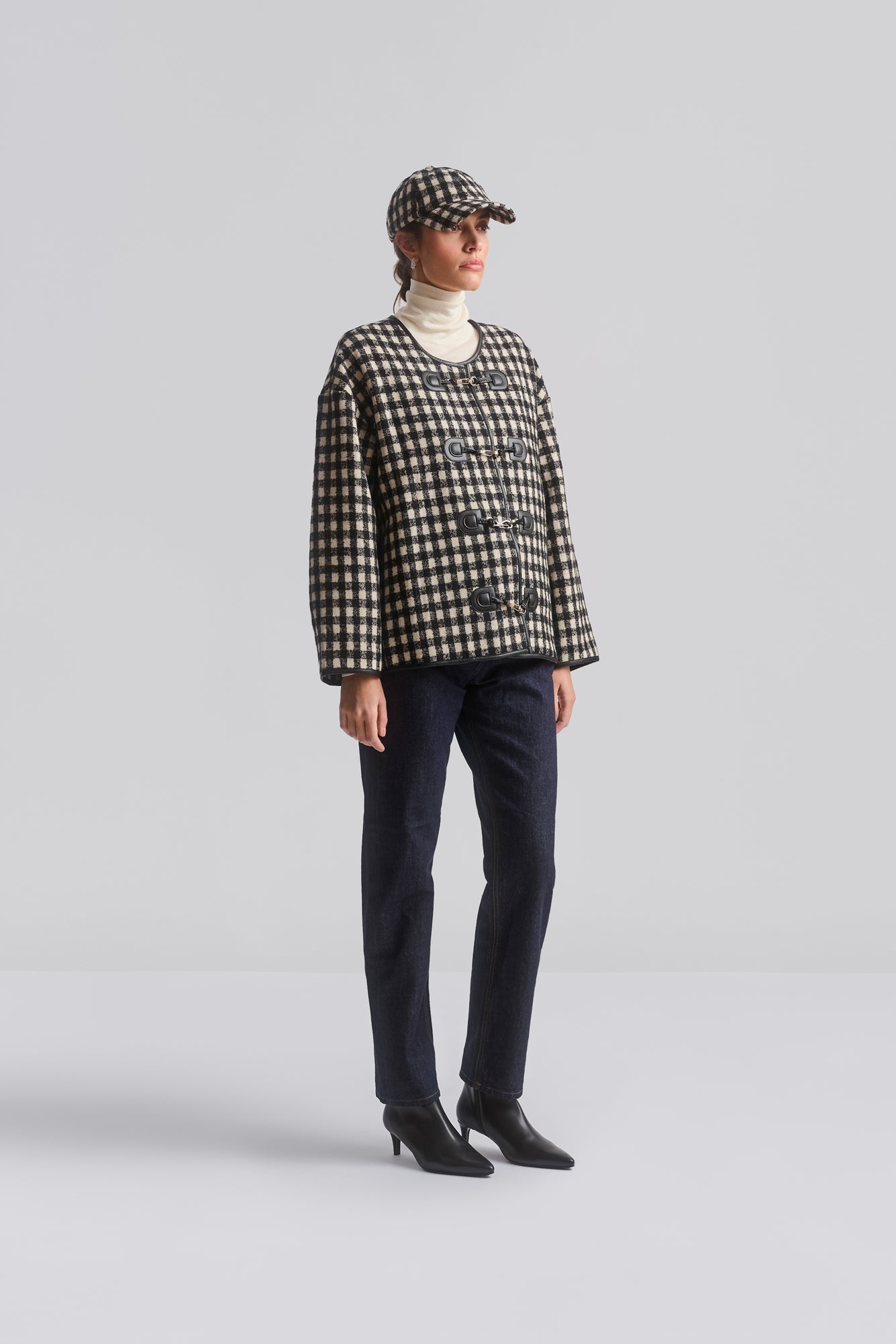 Lou Checked Wool Blend Jacket Black Checks