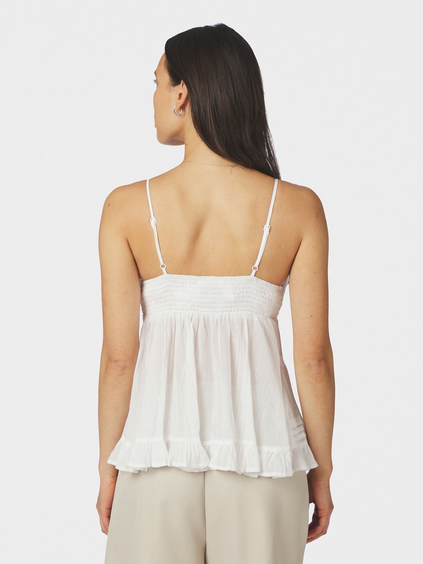 Elvena S Voile Top White