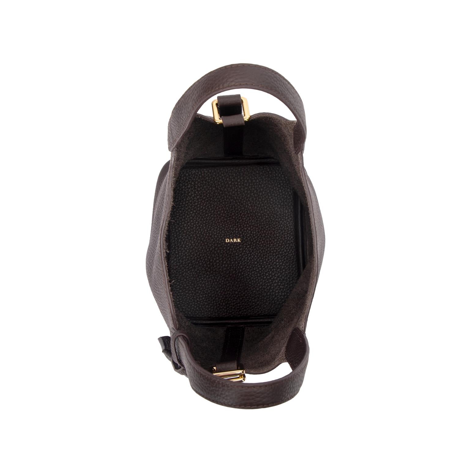 Leather Bucket Bag Mini Chocolate Brown