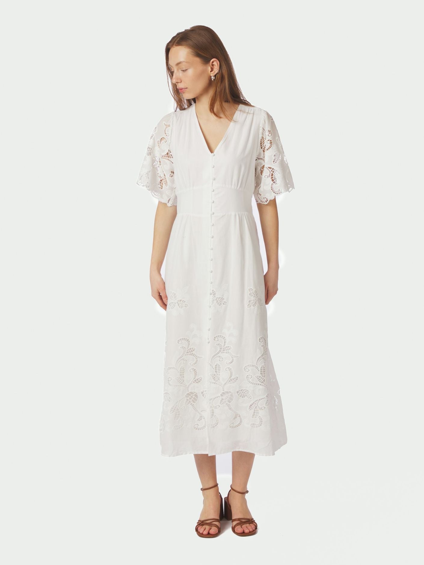 Lunette Emb Dress White