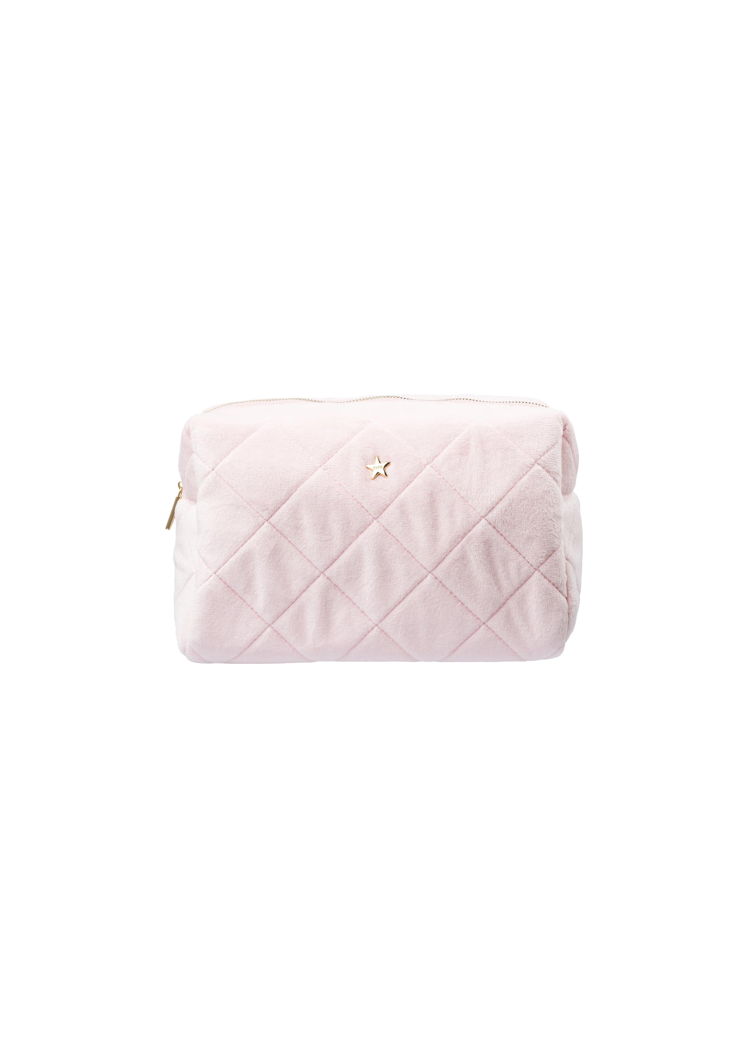 Velvet Square Quilted Make-Up Pouch Large Cotton Candy