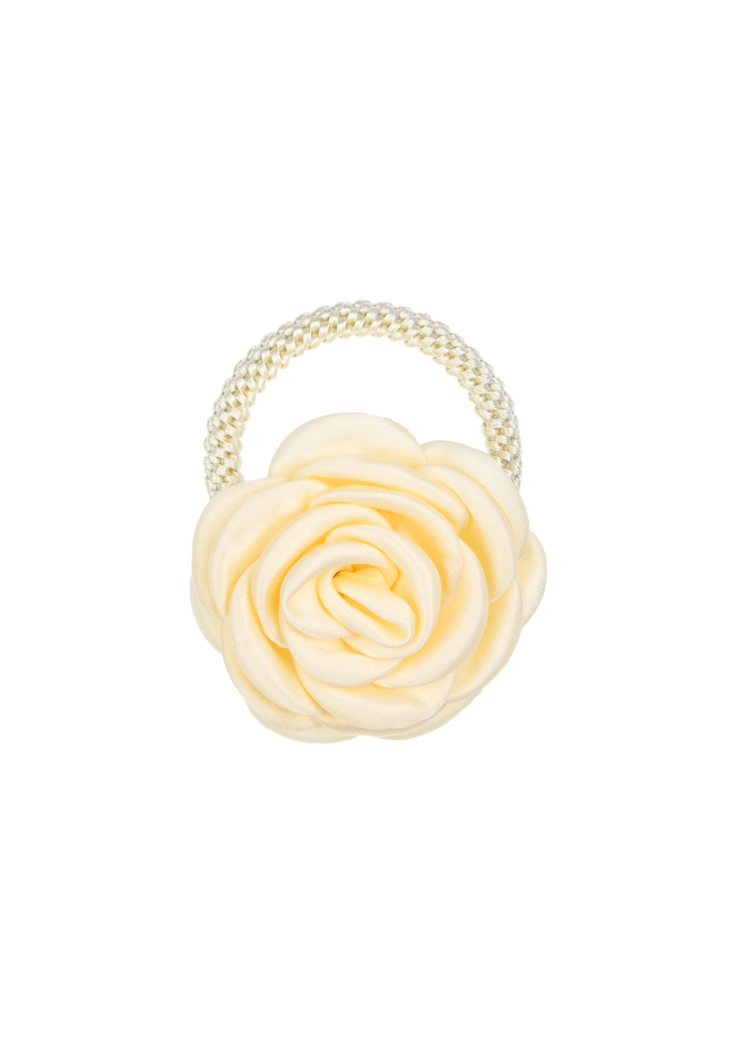 Satin Rose Hair Tie Pale Yellow
