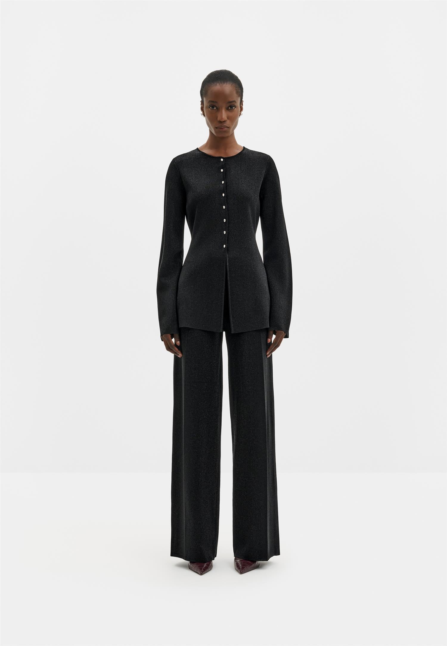 Ammie Metallic Milano Knitted Pants Black