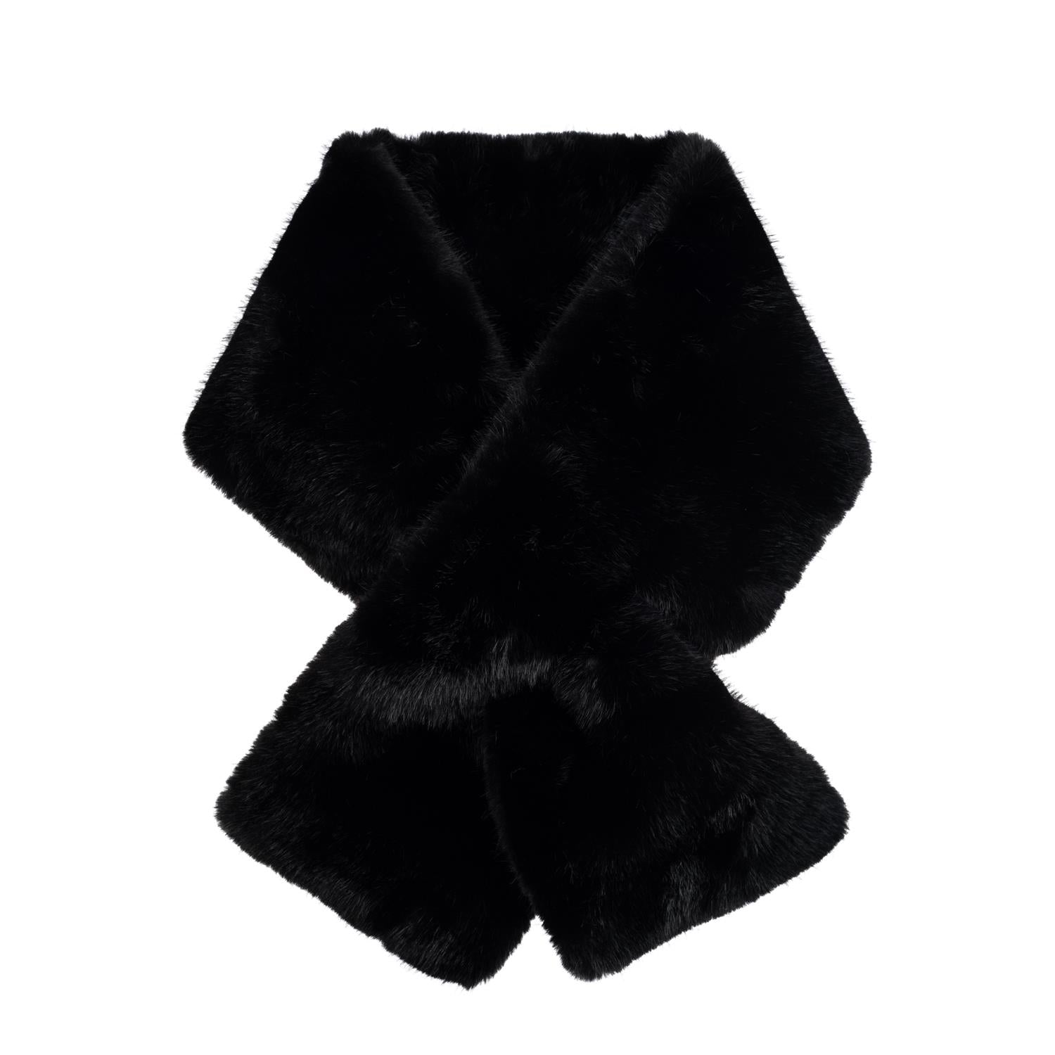 Faux Fur Mink Scarf Black