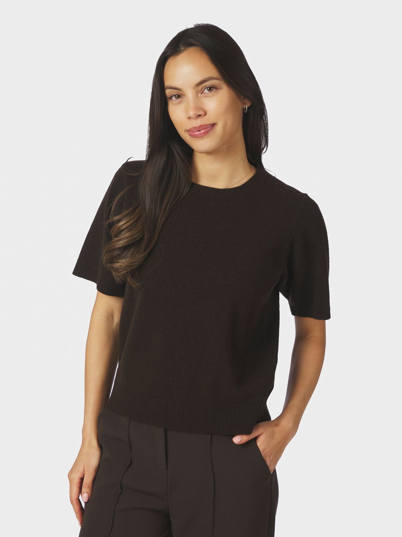 Missy Wool Knit Tee Dark Brown