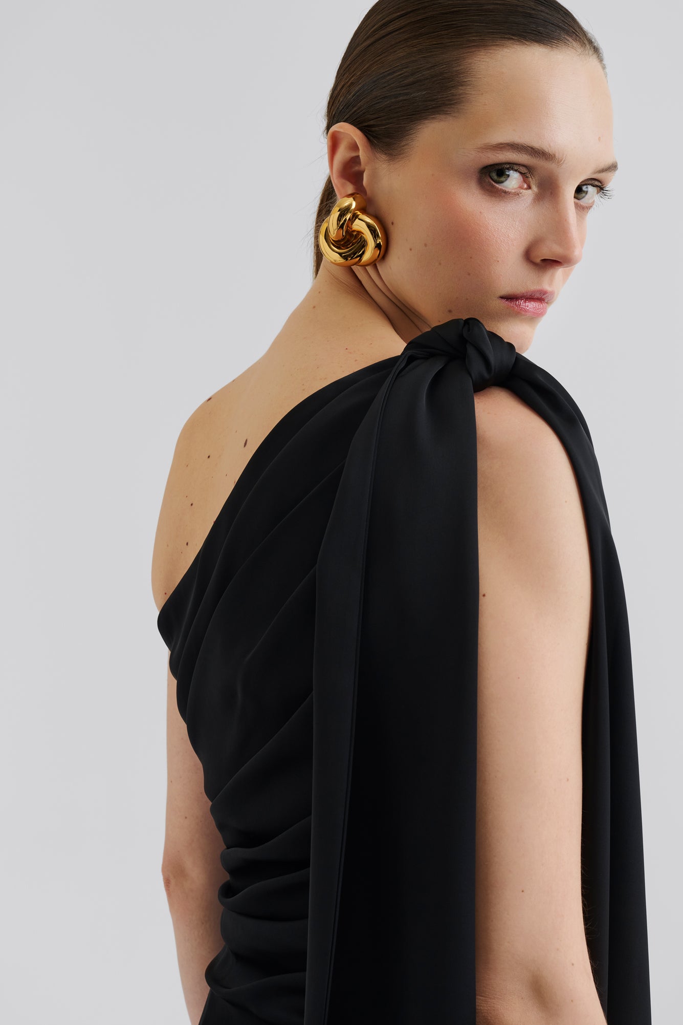Nelly Draped One Shoulder Mini Dress Black