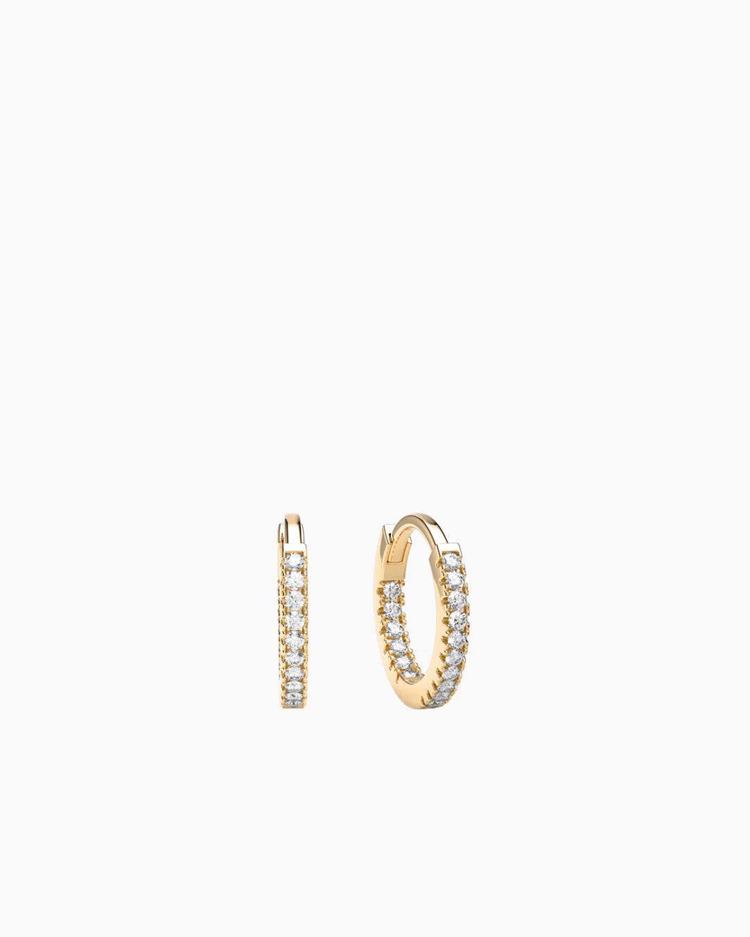 Stone Huggie Hoops Gold 9mm
