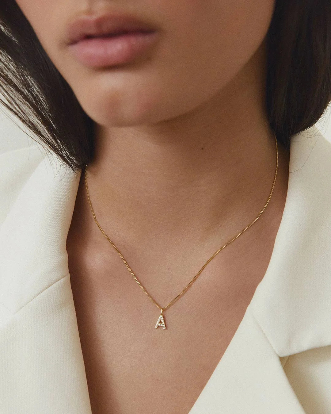 Stone Letter Charm S Gold