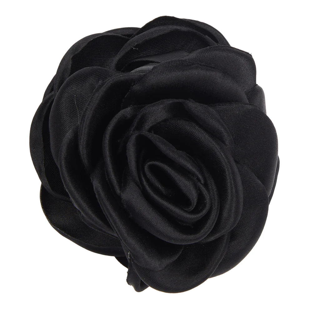 Small Satin Rose Claw Black