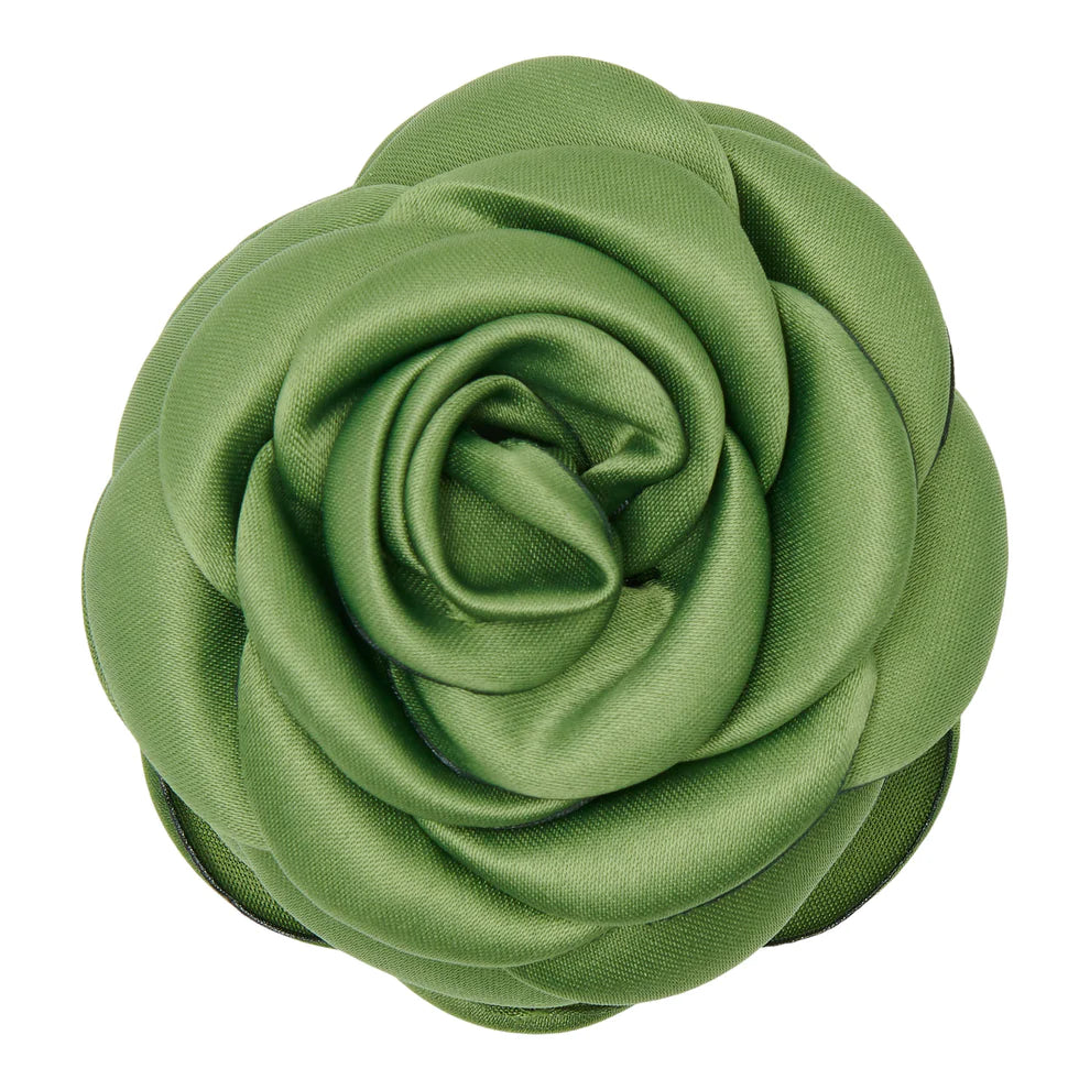Small Satin Rose Claw Olive