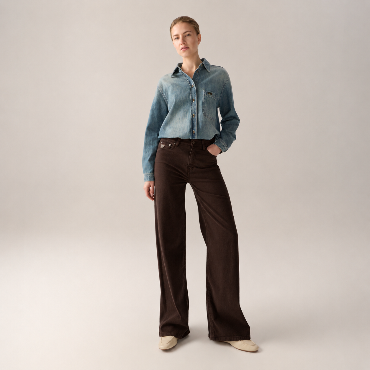 Palazzo Sponge Stretch Chocolate Plum