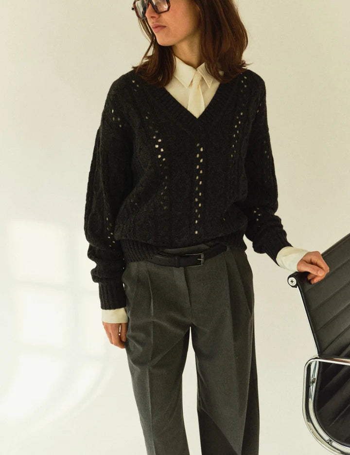 Scott Wide Pants Grey Melange