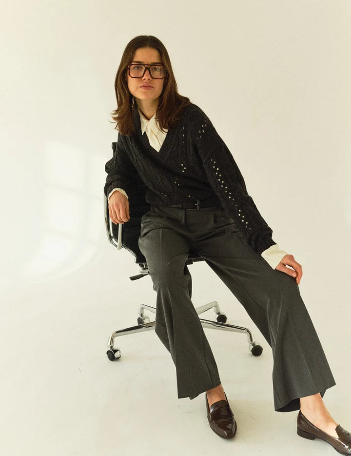 Scott Wide Pants Grey Melange