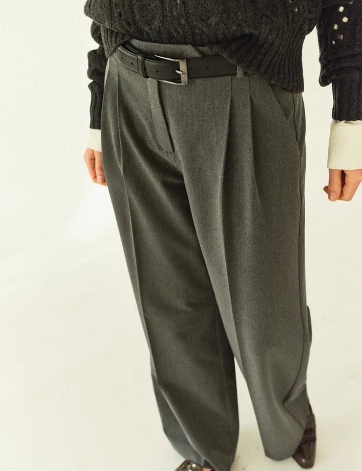 Scott Wide Pants Grey Melange
