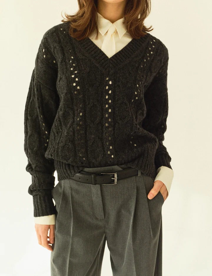 Danze Cable V-Neck Dark Grey Melange