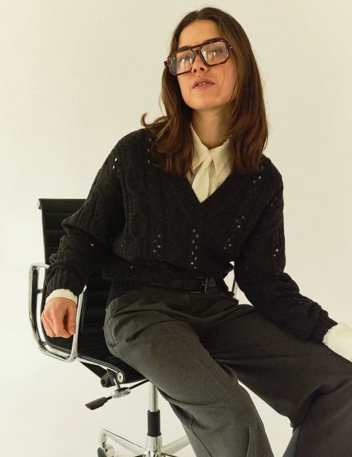 Danze Cable V-Neck Dark Grey Melange