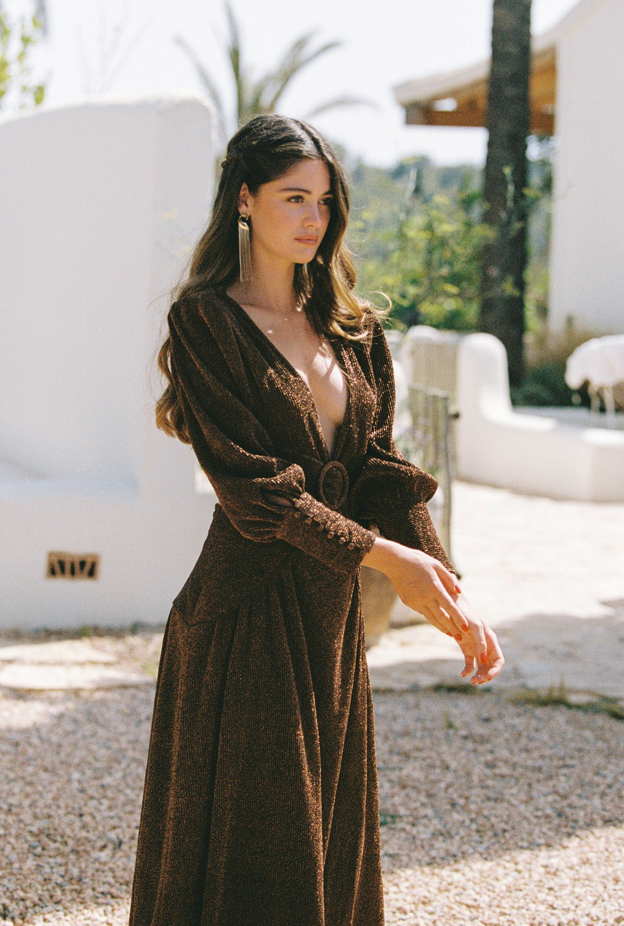 Mabel Maxi Dress Brown Glitter