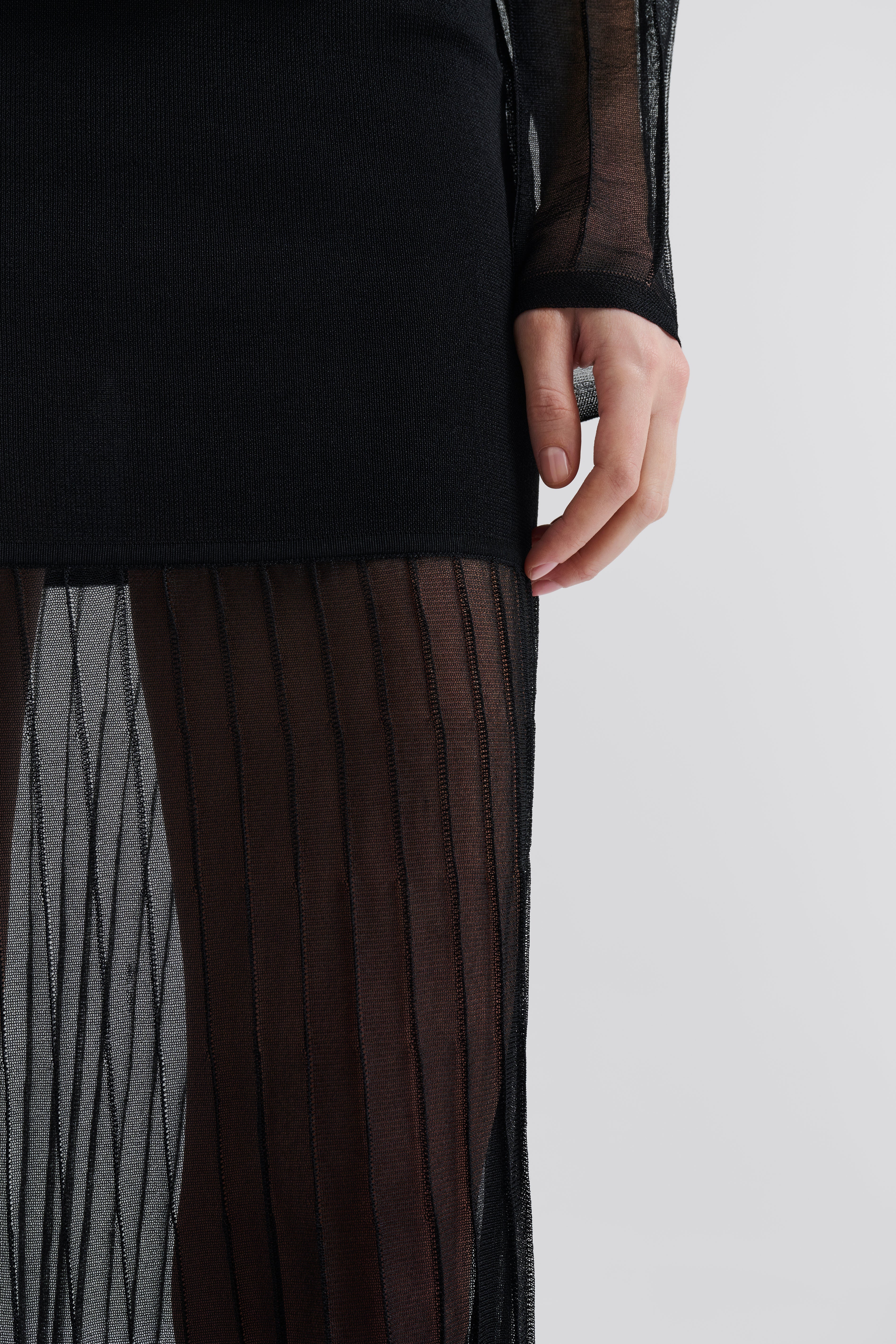 Haisley Sheer Knitted Maxi Dress Black