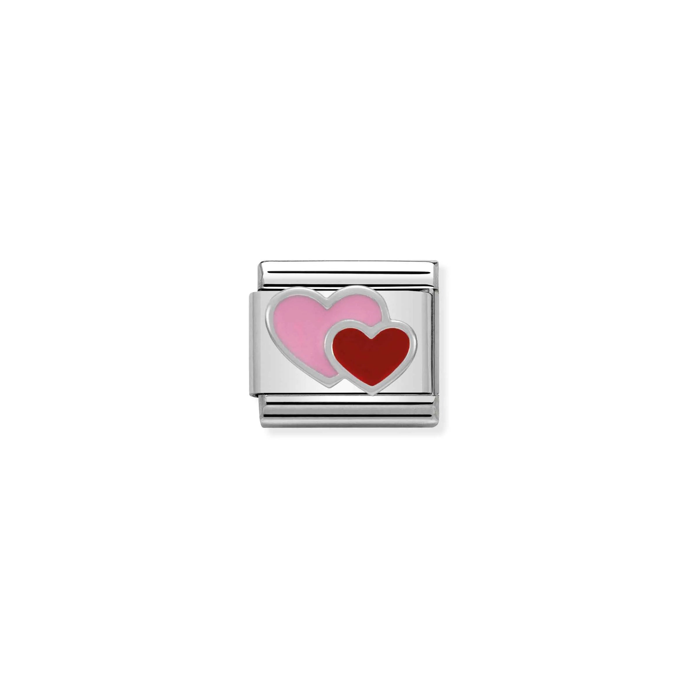 Pink & Red Double Heart Silver