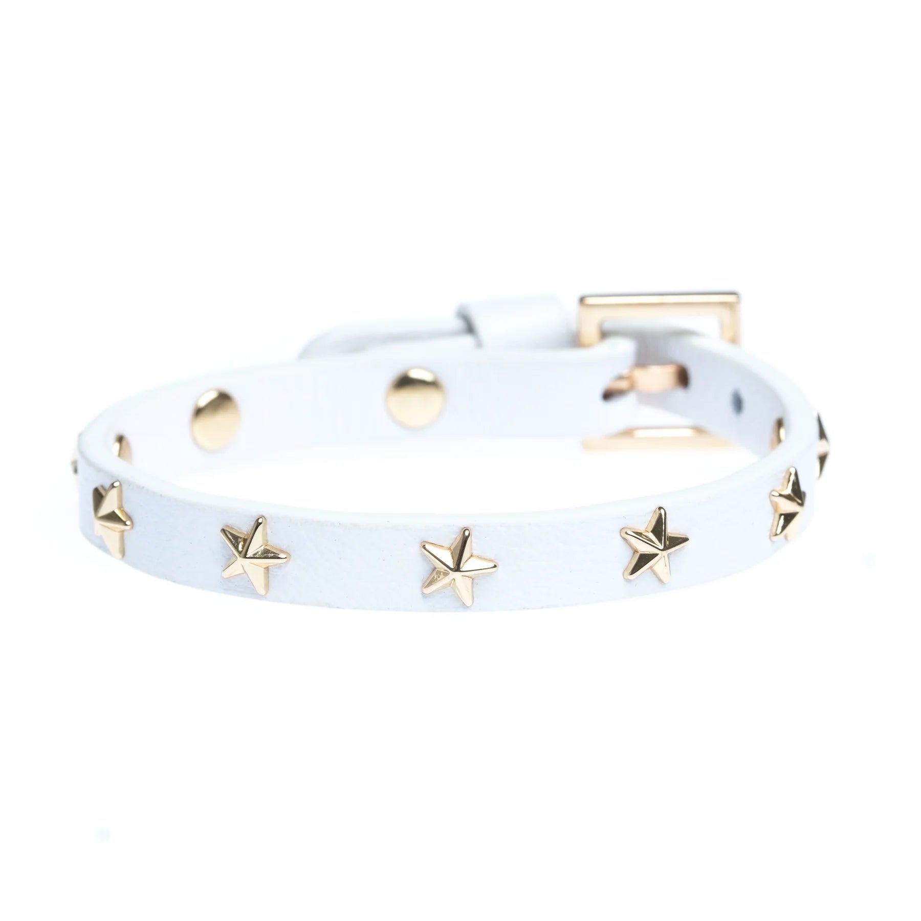 Leather Star Stud Bracelet White