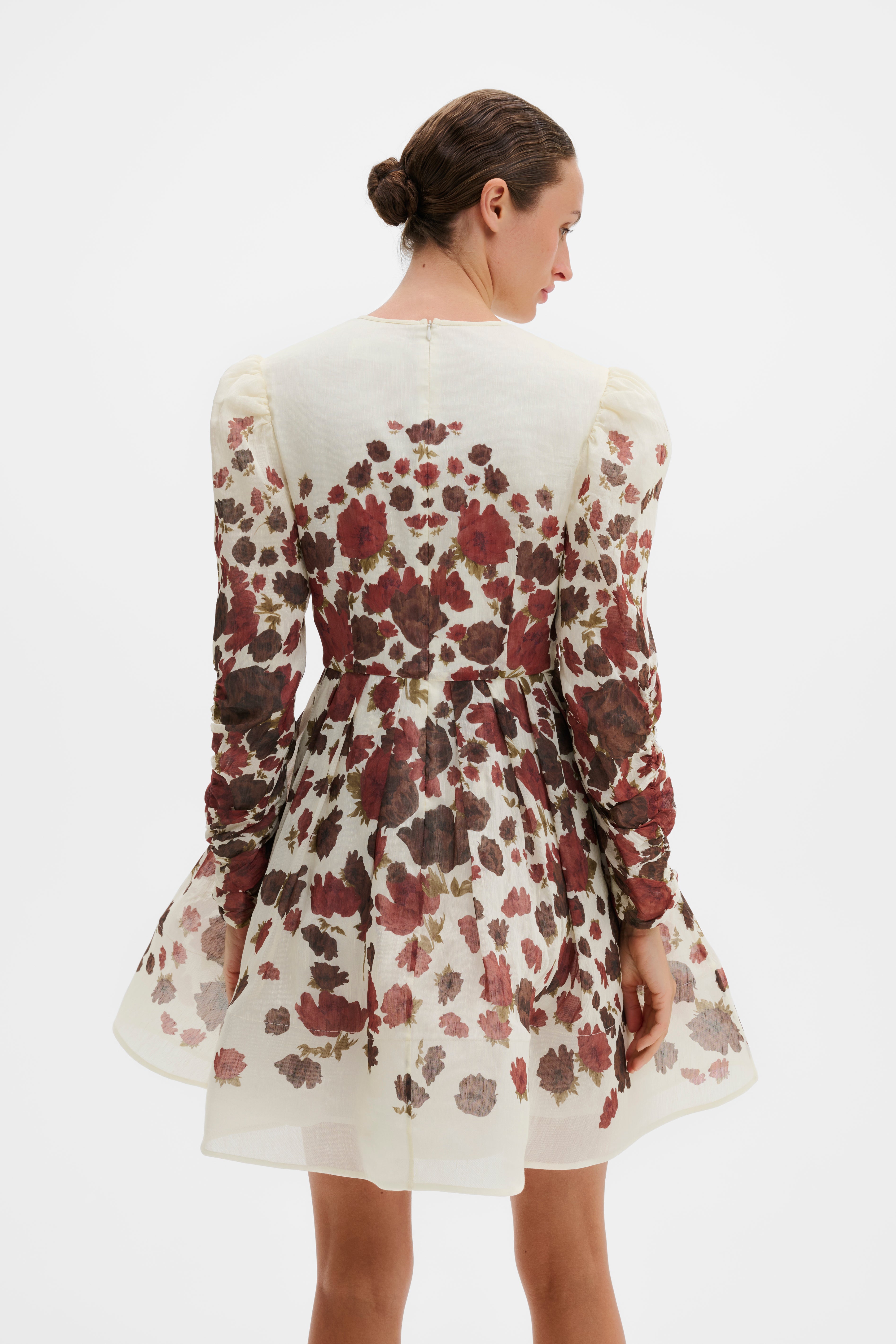 Leoni Silk Blend Mini Dress Wine Peony