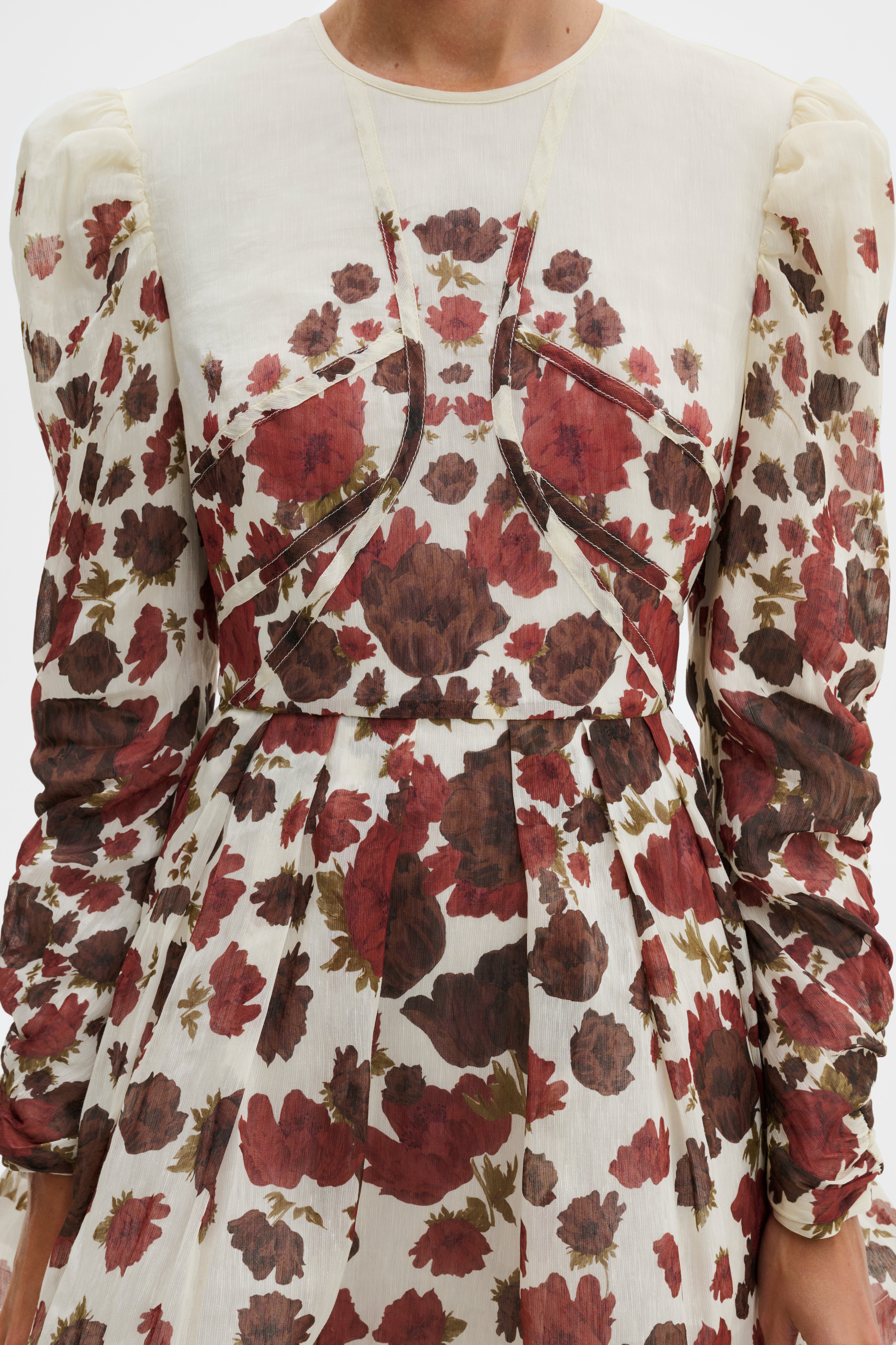 Leoni Silk Blend Mini Dress Wine Peony