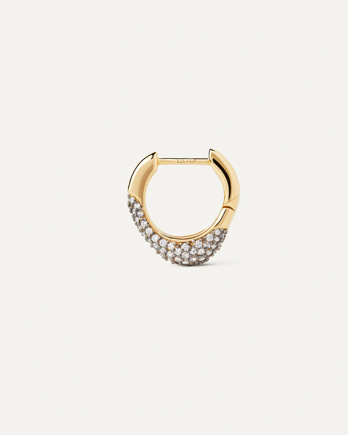 Pave Duna Single Hoop Earrings Gold