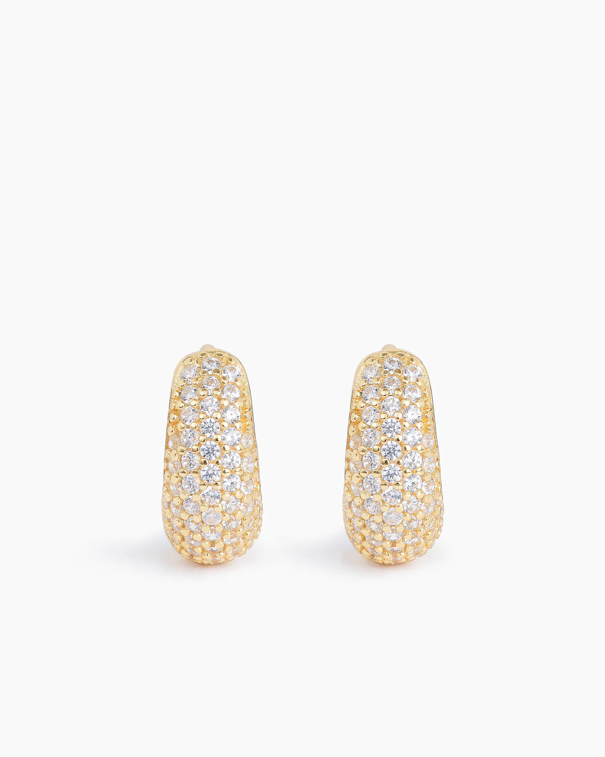 Pave Dome Huggies Gold