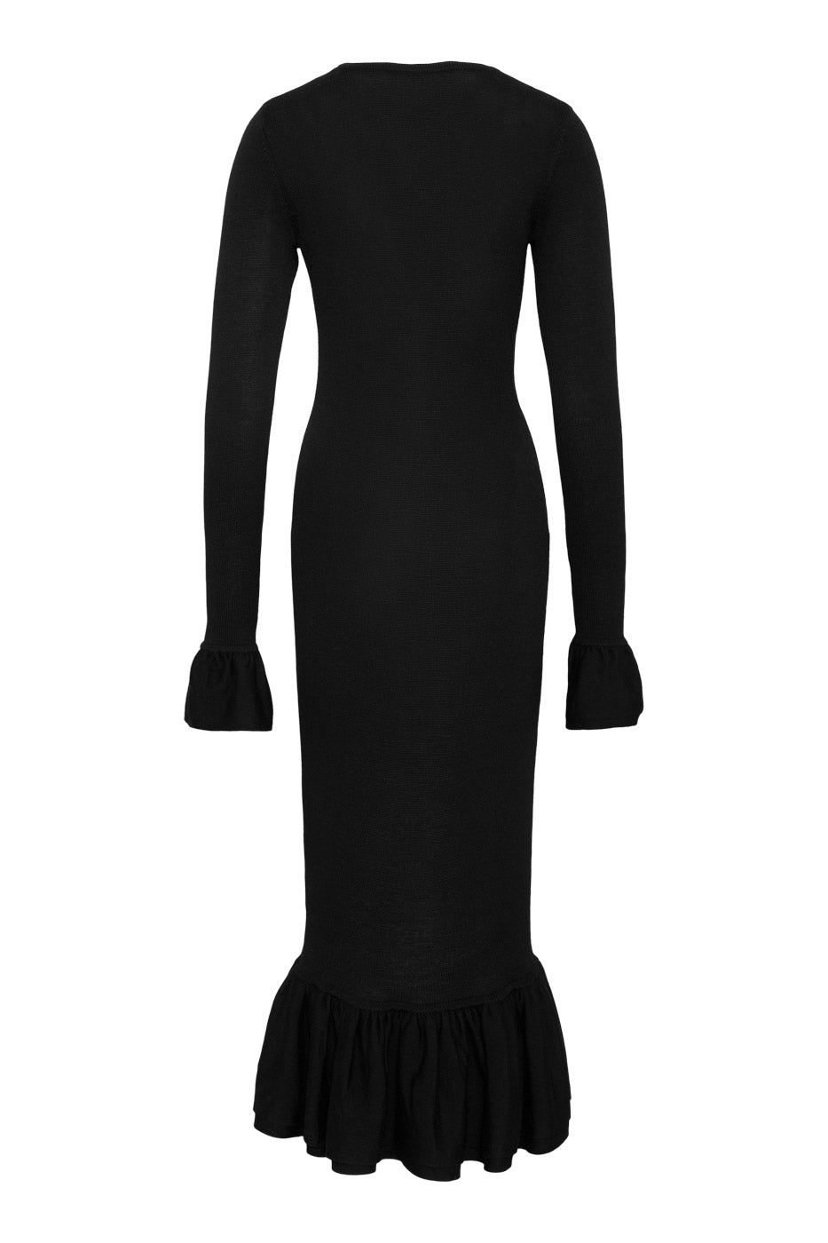 Peplum Cashmere Mix Maxi Dress Black
