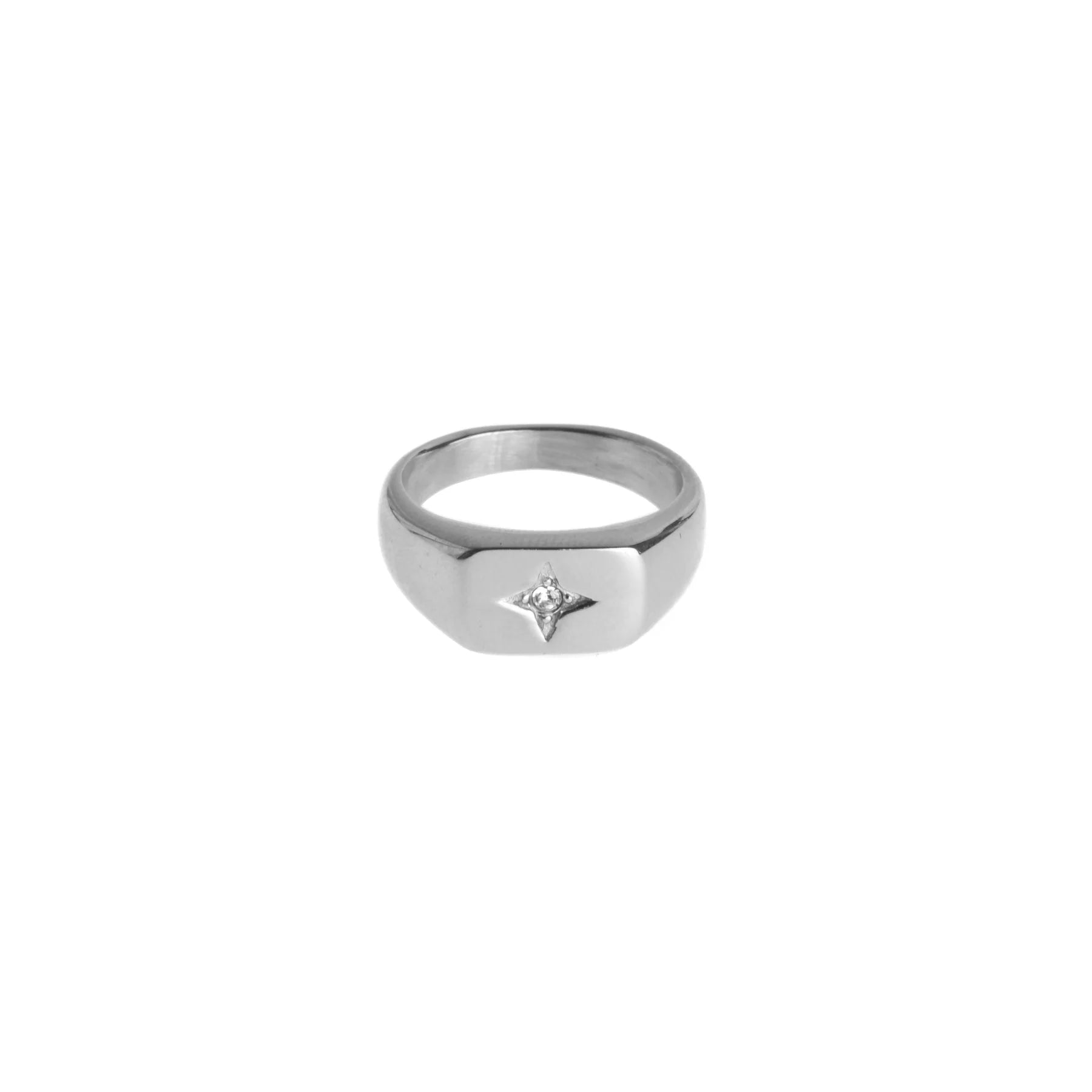 Rectangle Signet Ring w/Star Silver