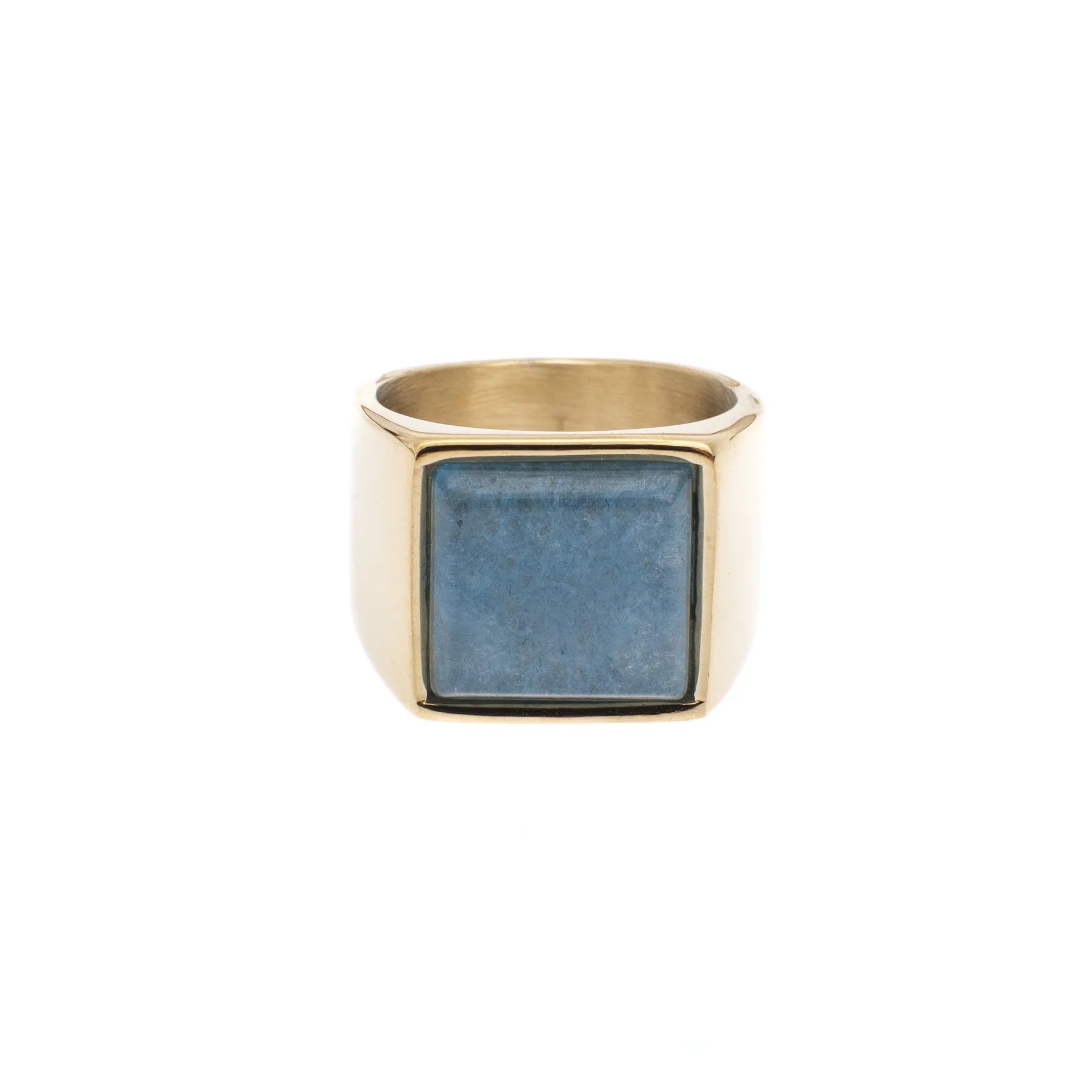 Signet Ring Gold w/ Blue Agelite
