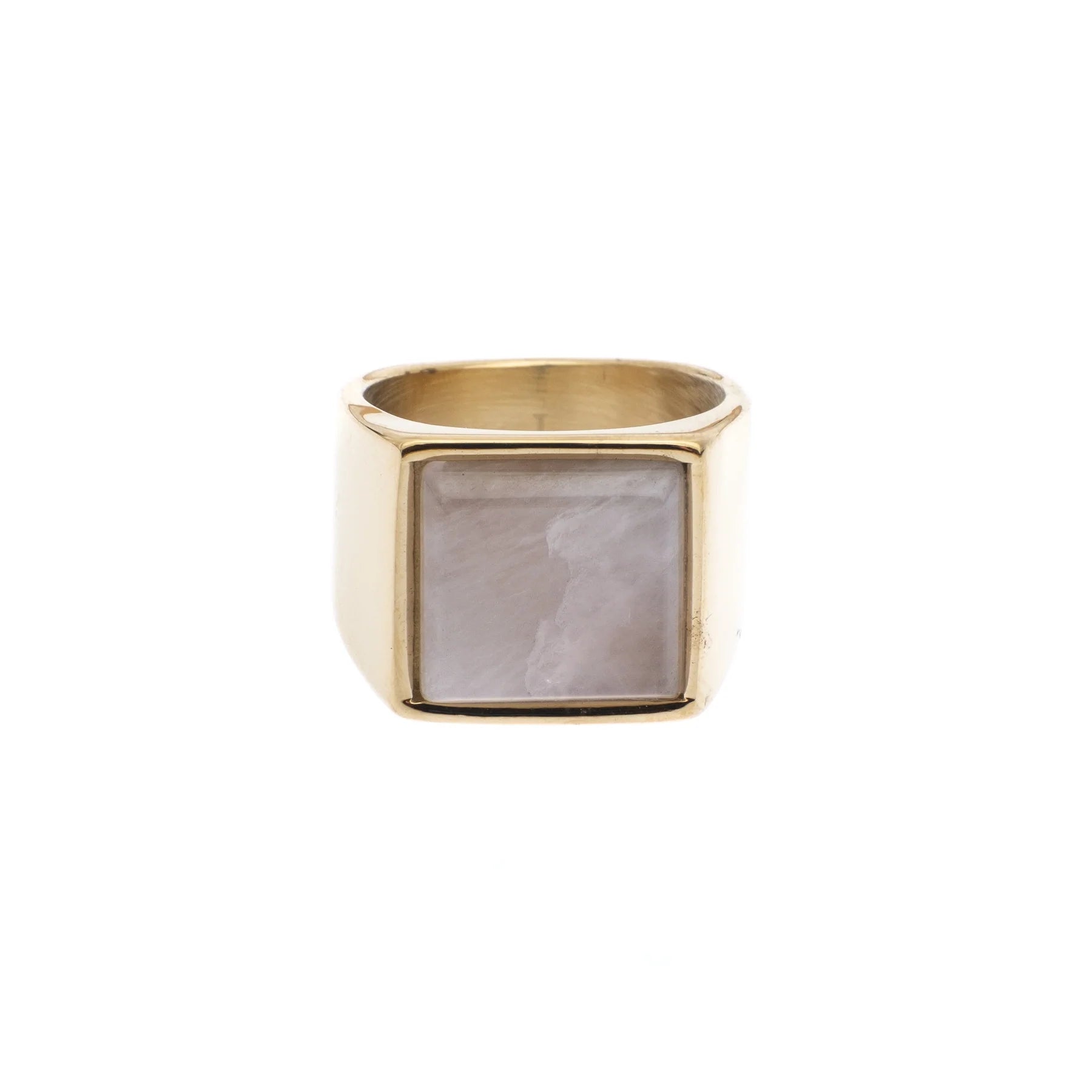 Signet Ring Gold w/ Rose Quartz