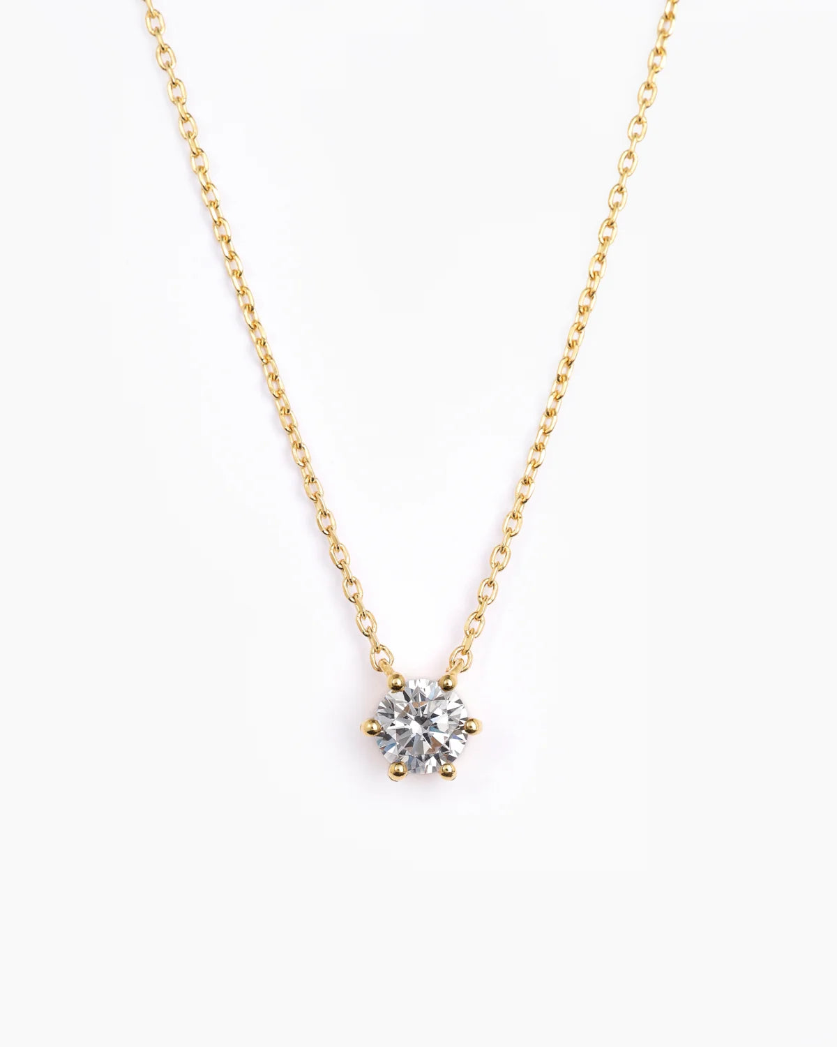 Solitaire Necklace 6mm Gold