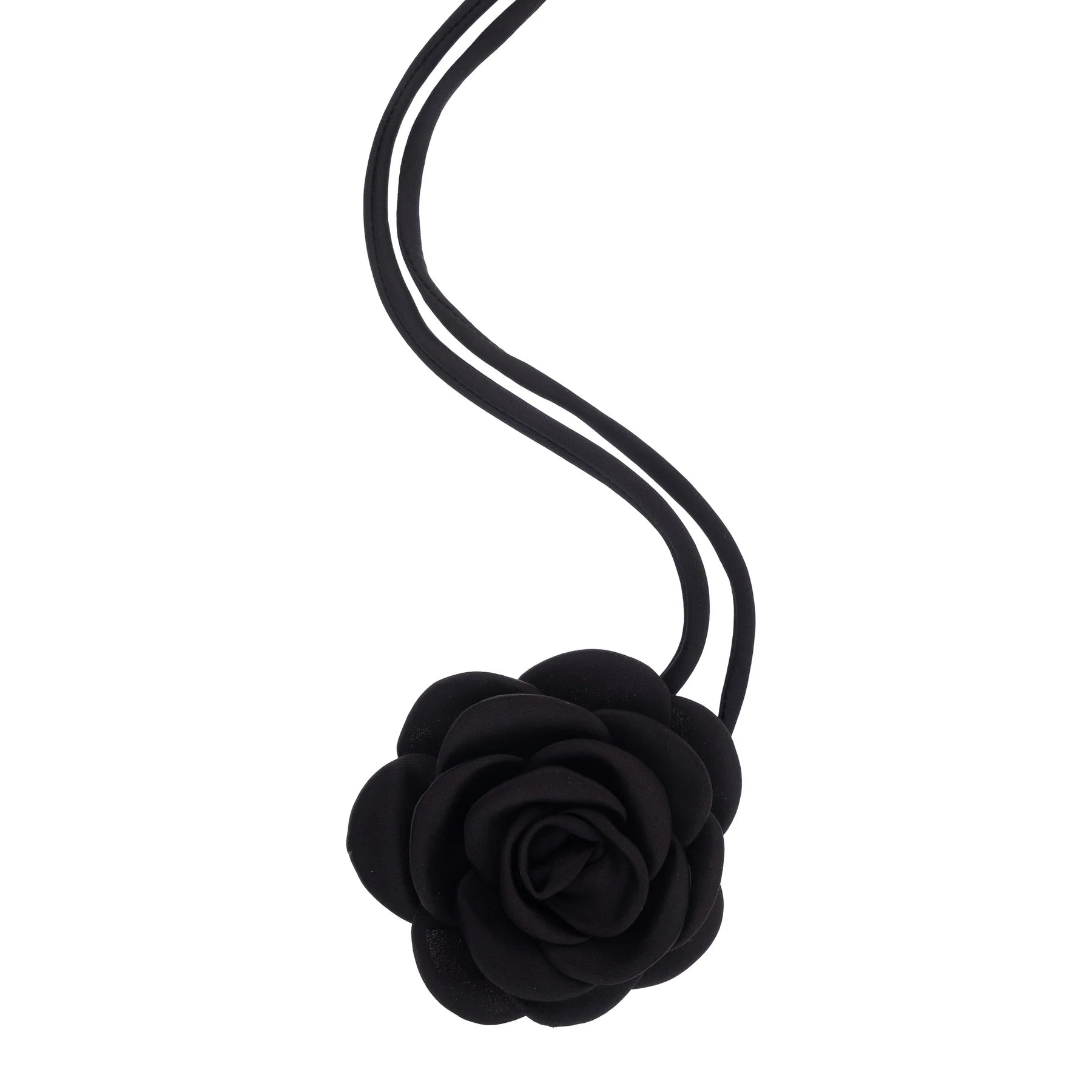 Satin Rose Brooch Black