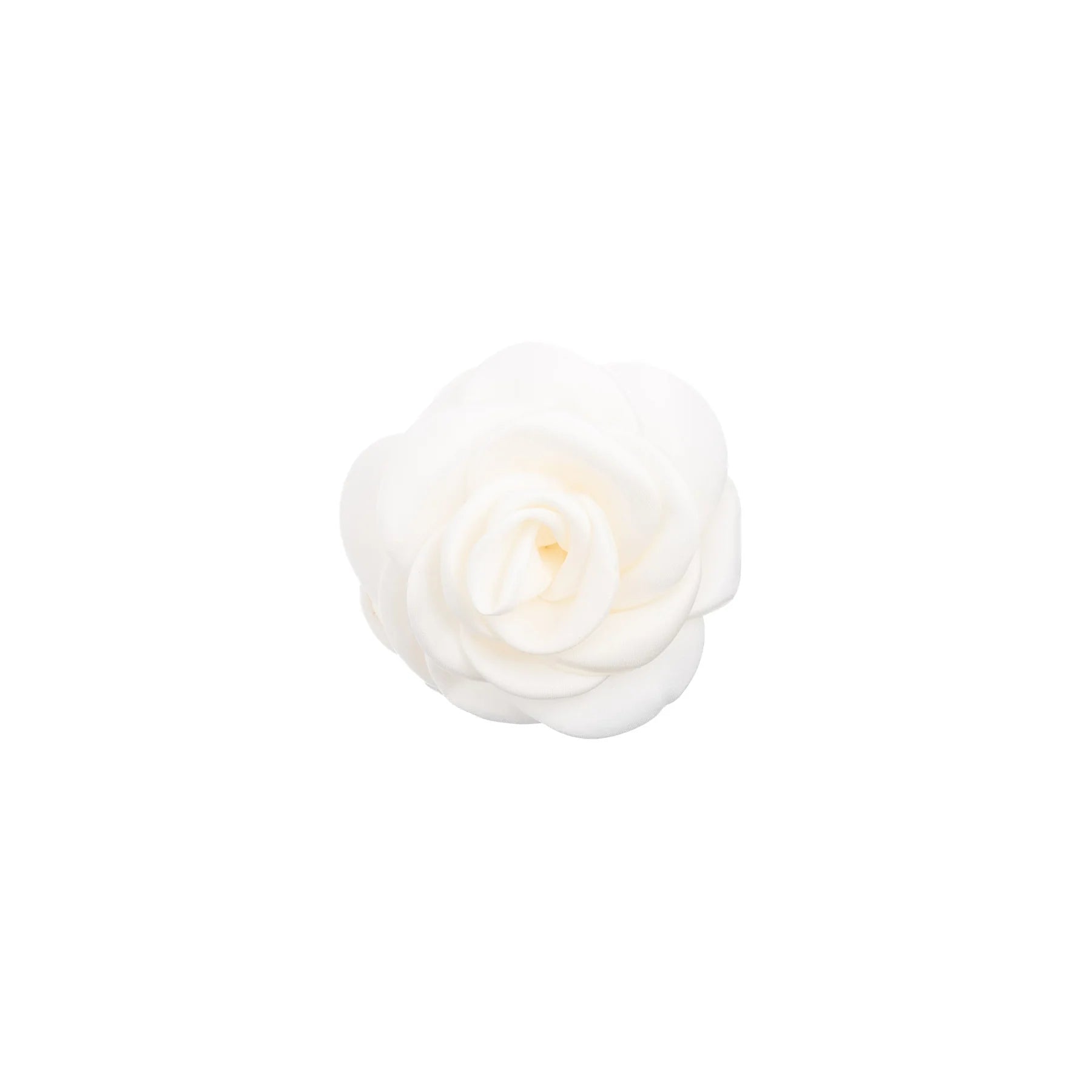 Satin Rose Hair Claw Off White