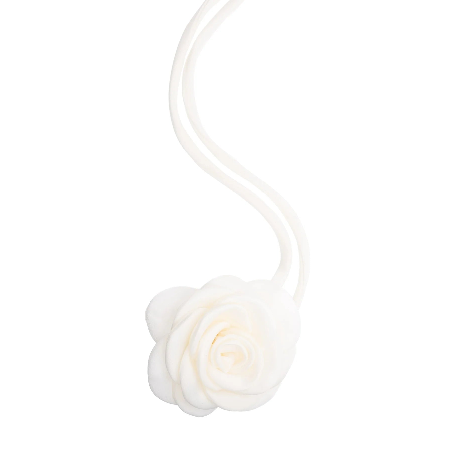 Satin Rose Brooch Small Off White