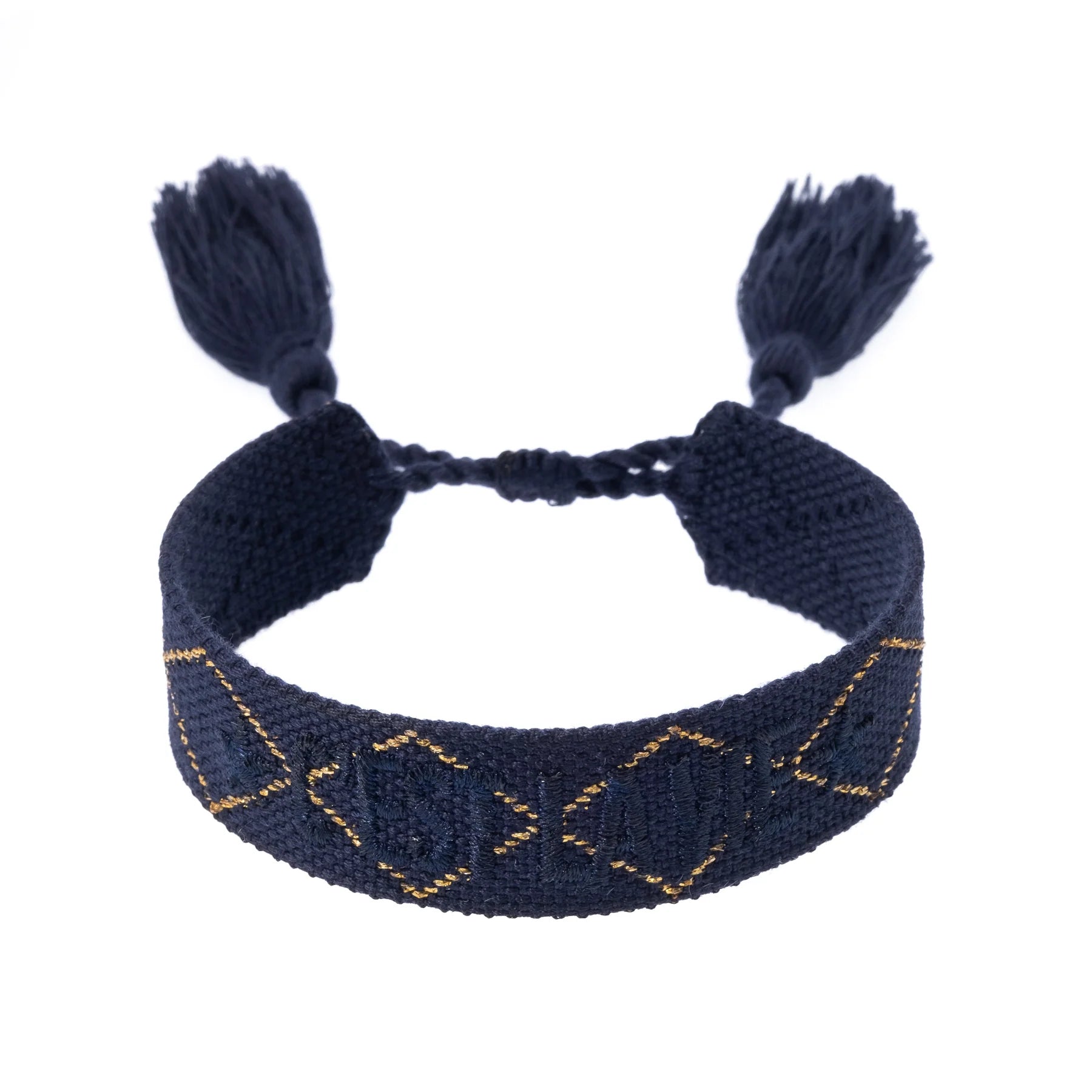 Woven Bracelet 'C'est La Vie' Navy Blue w/Gold