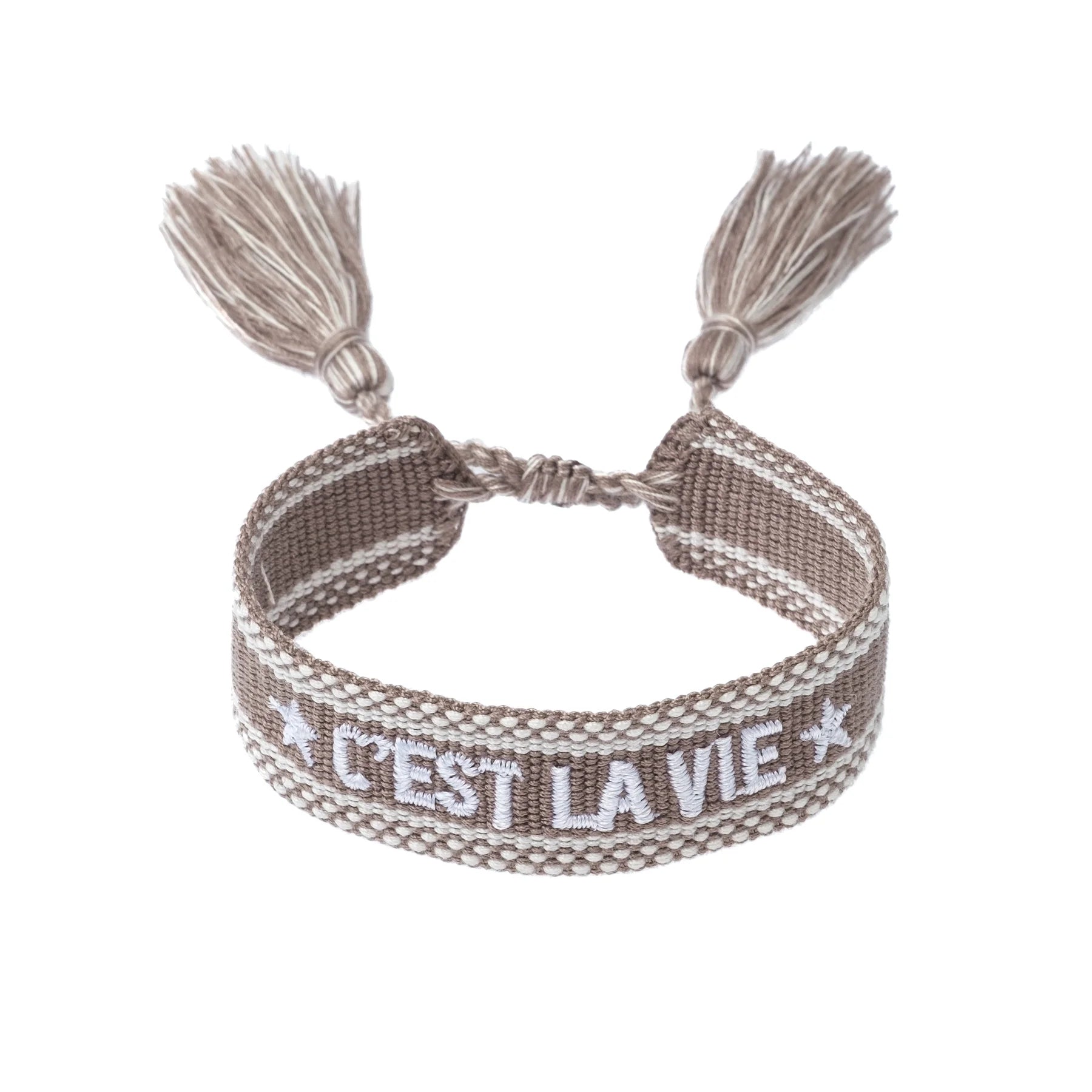 Woven Bracelet "C'est La Vie" Taupe
