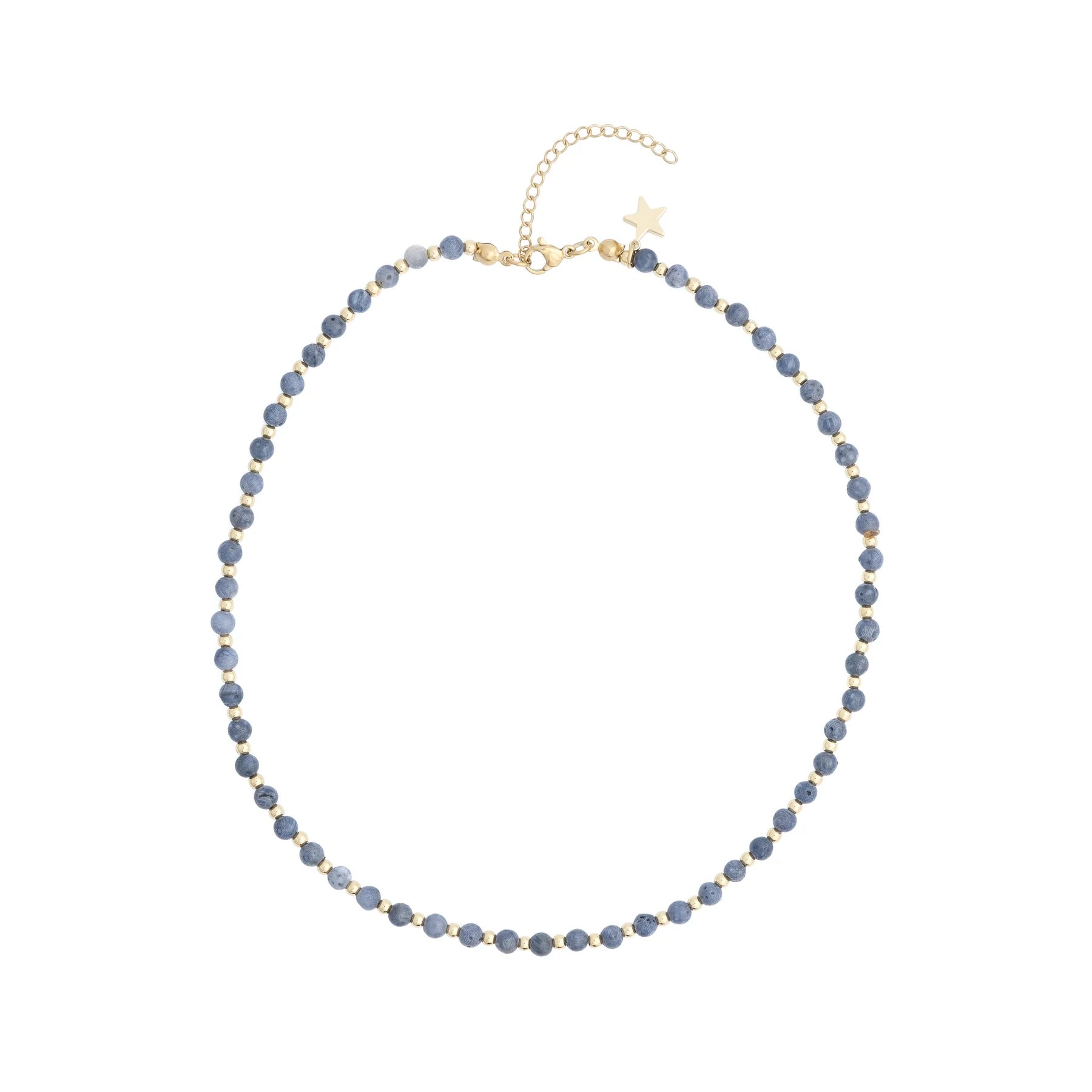 Stone Bead Necklace 4mm Steel Blue